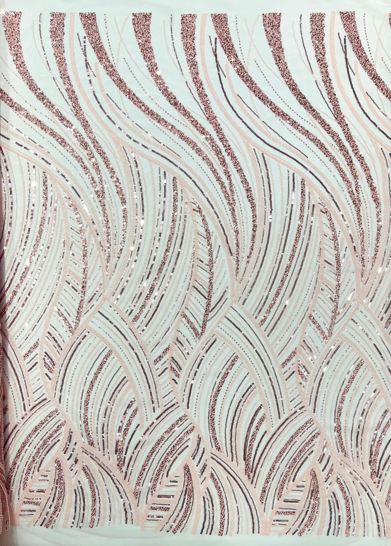 Luxury Feather Damask Beaded Lace Fabric| Prom| Wedding| By The Yard.