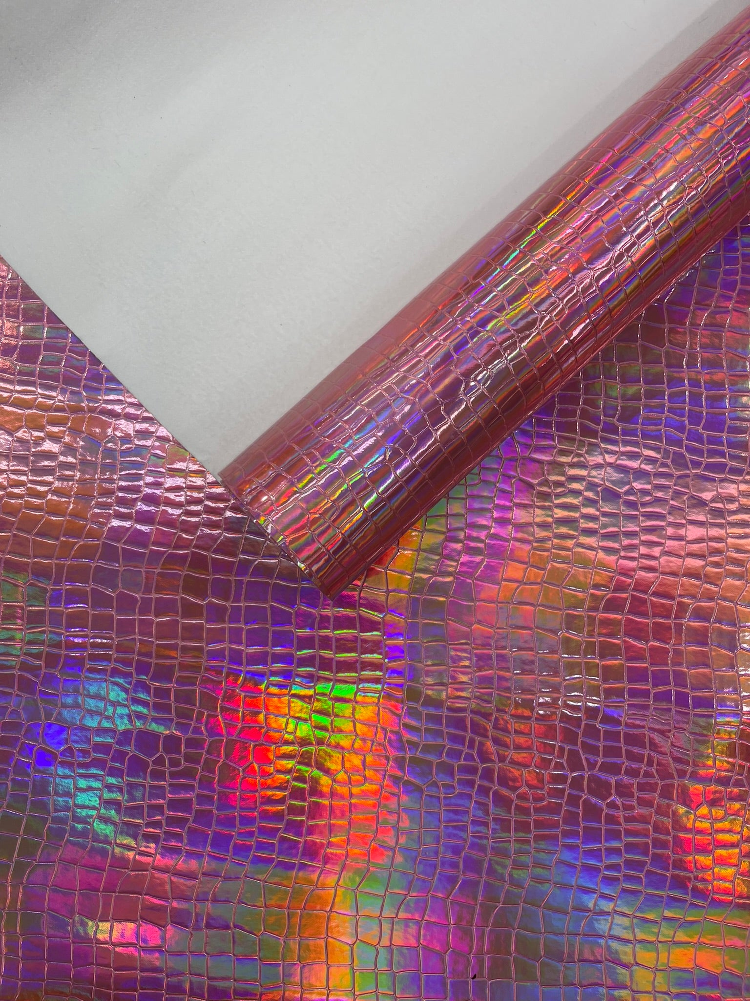 Crocodile Embossed PVC Holographic Vinyl Fabric / Upholstery Crafting Accessories Applications