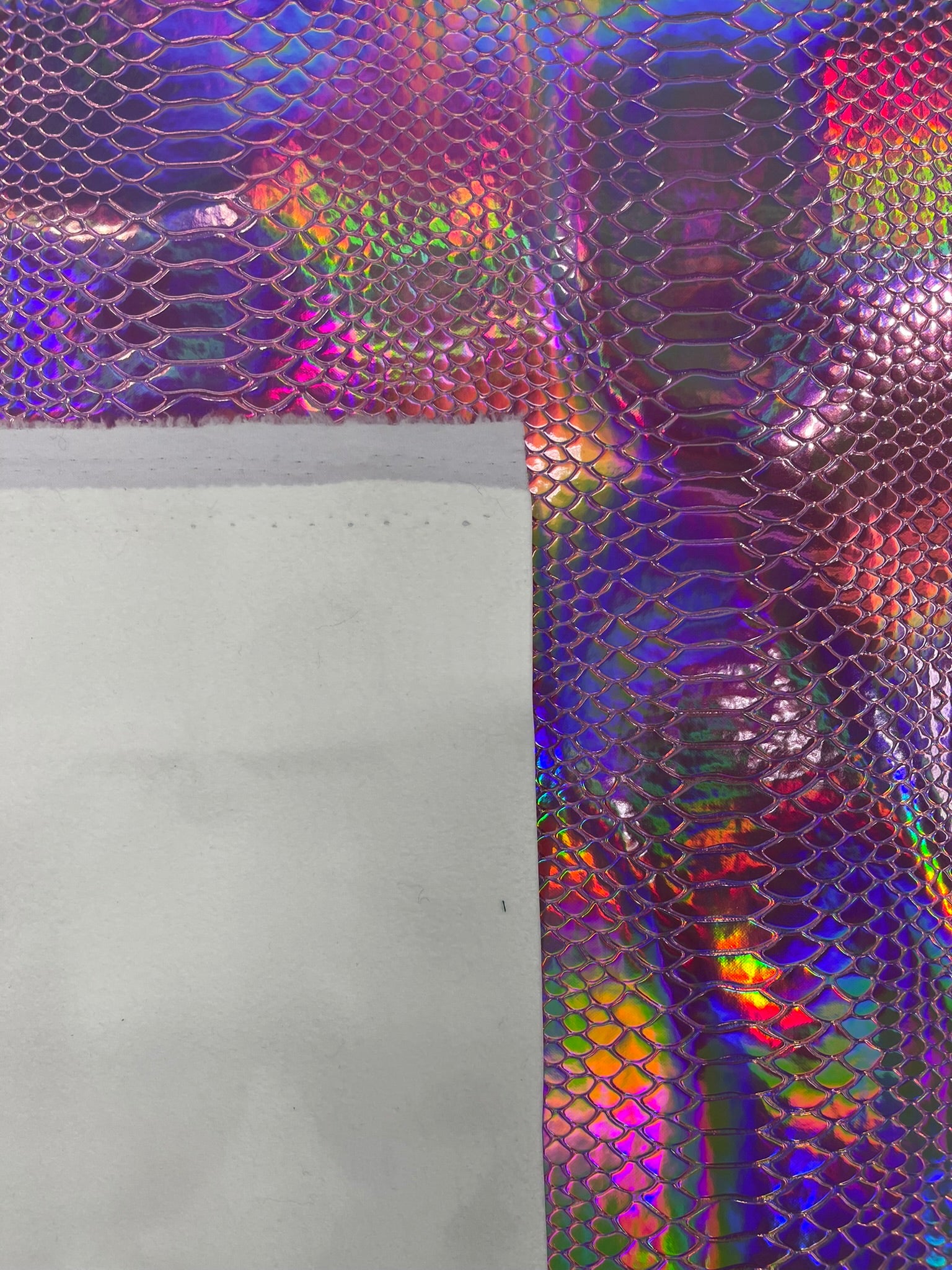 Viper Holographic Embossed PVC / Snake Vinyl Fabric Upholstery Crafting Accessories Applications Snake Iridescent.