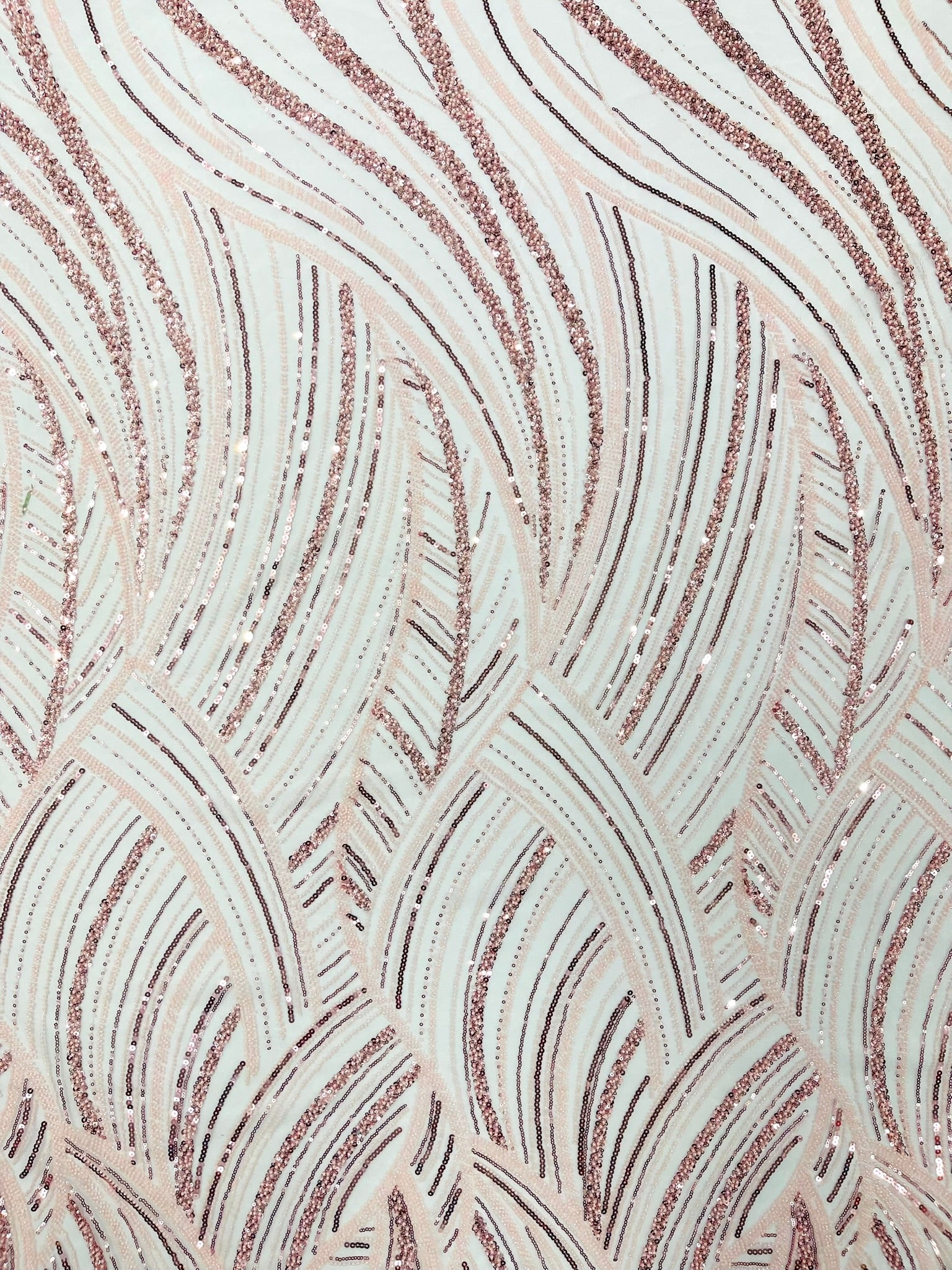 Luxury Feather Damask Beaded Lace Fabric| Prom| Wedding| By The Yard.