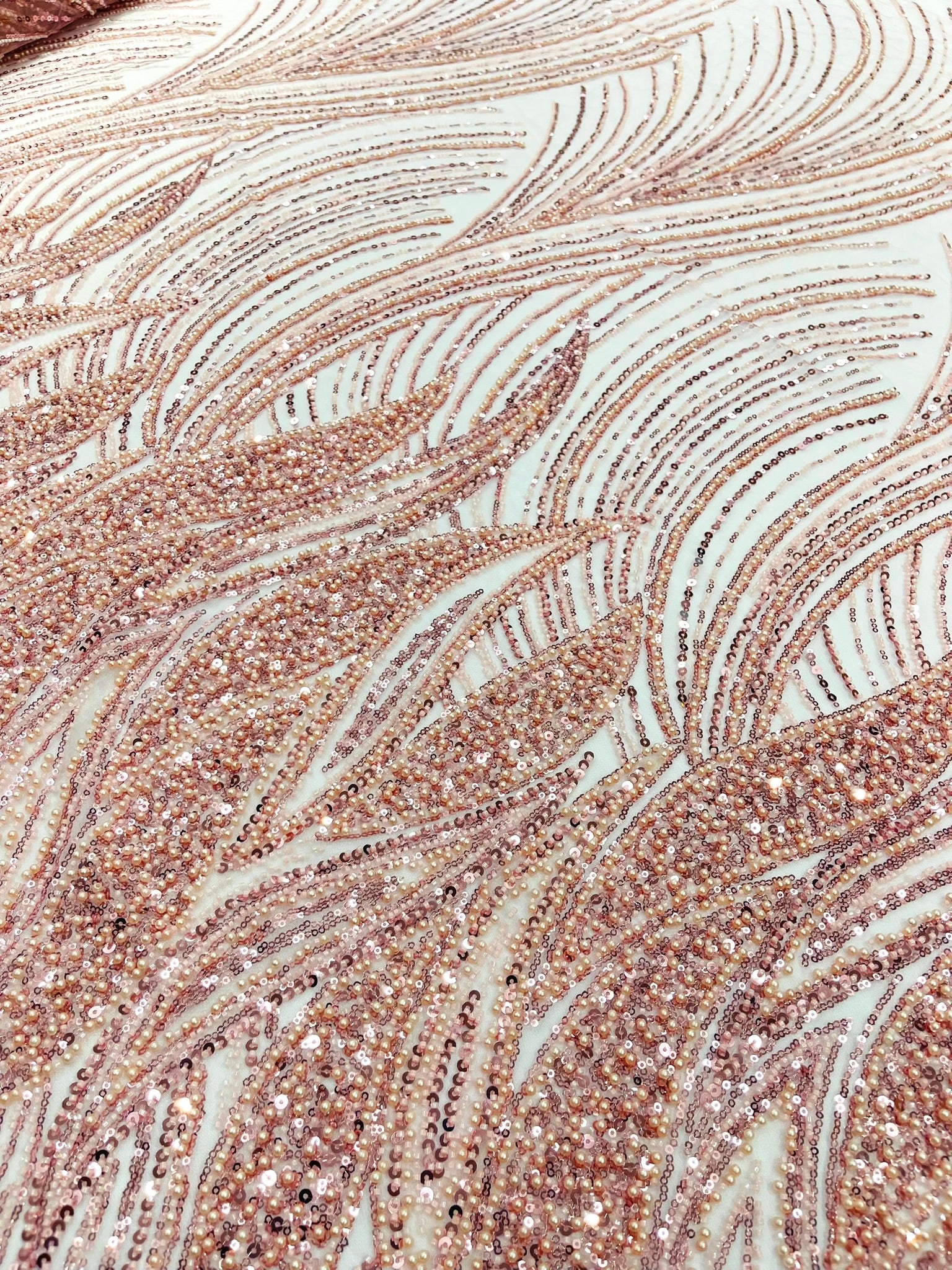 Flame Fashion Beaded Lace Fabric| Prom| Wedding| By The Yard.