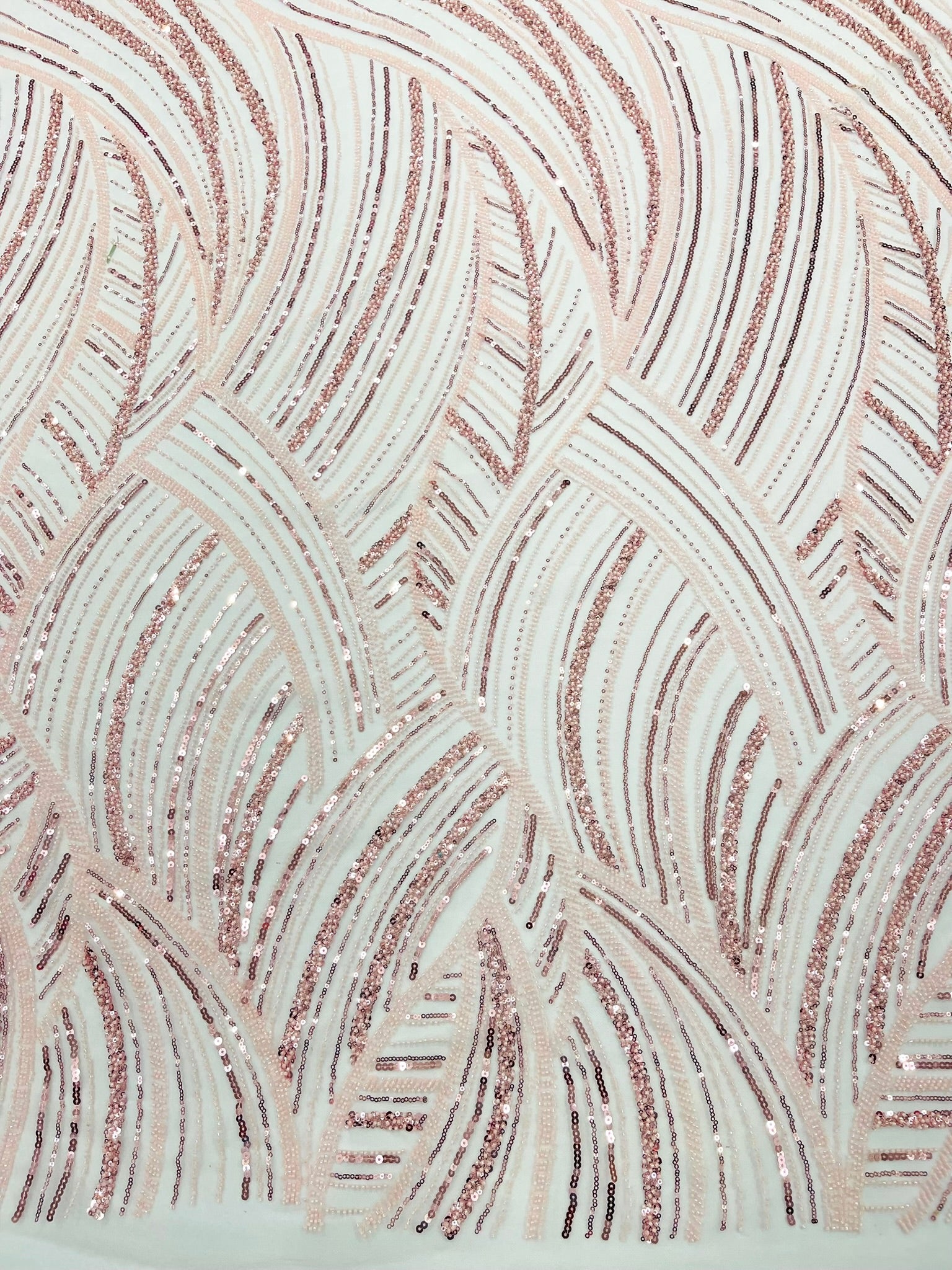 Luxury Feather Damask Beaded Lace Fabric| Prom| Wedding| By The Yard.