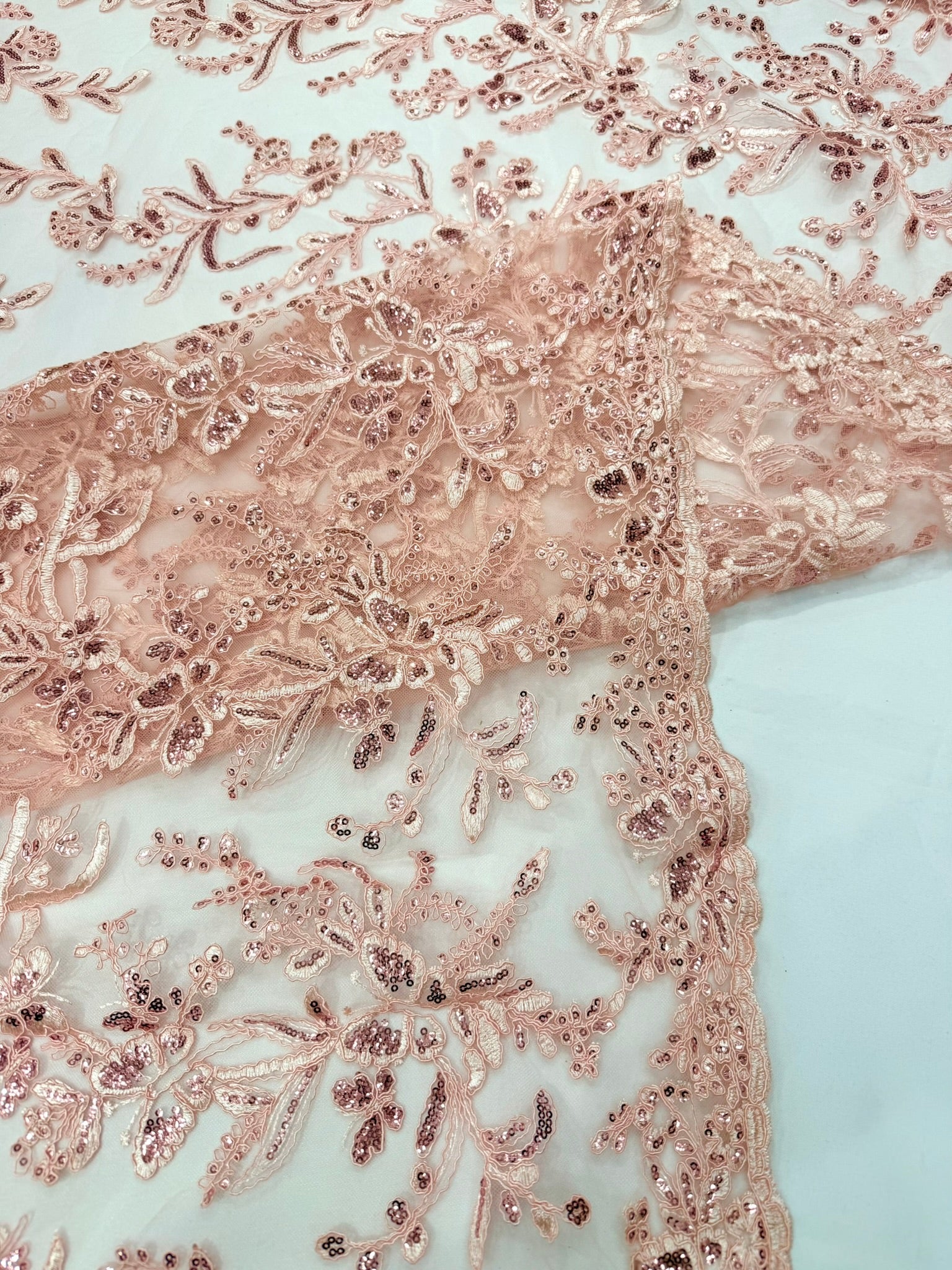Corded Lace with Butterfly Embroidery and Sequin on Mesh 54" Wide | VIP Textile Inc.