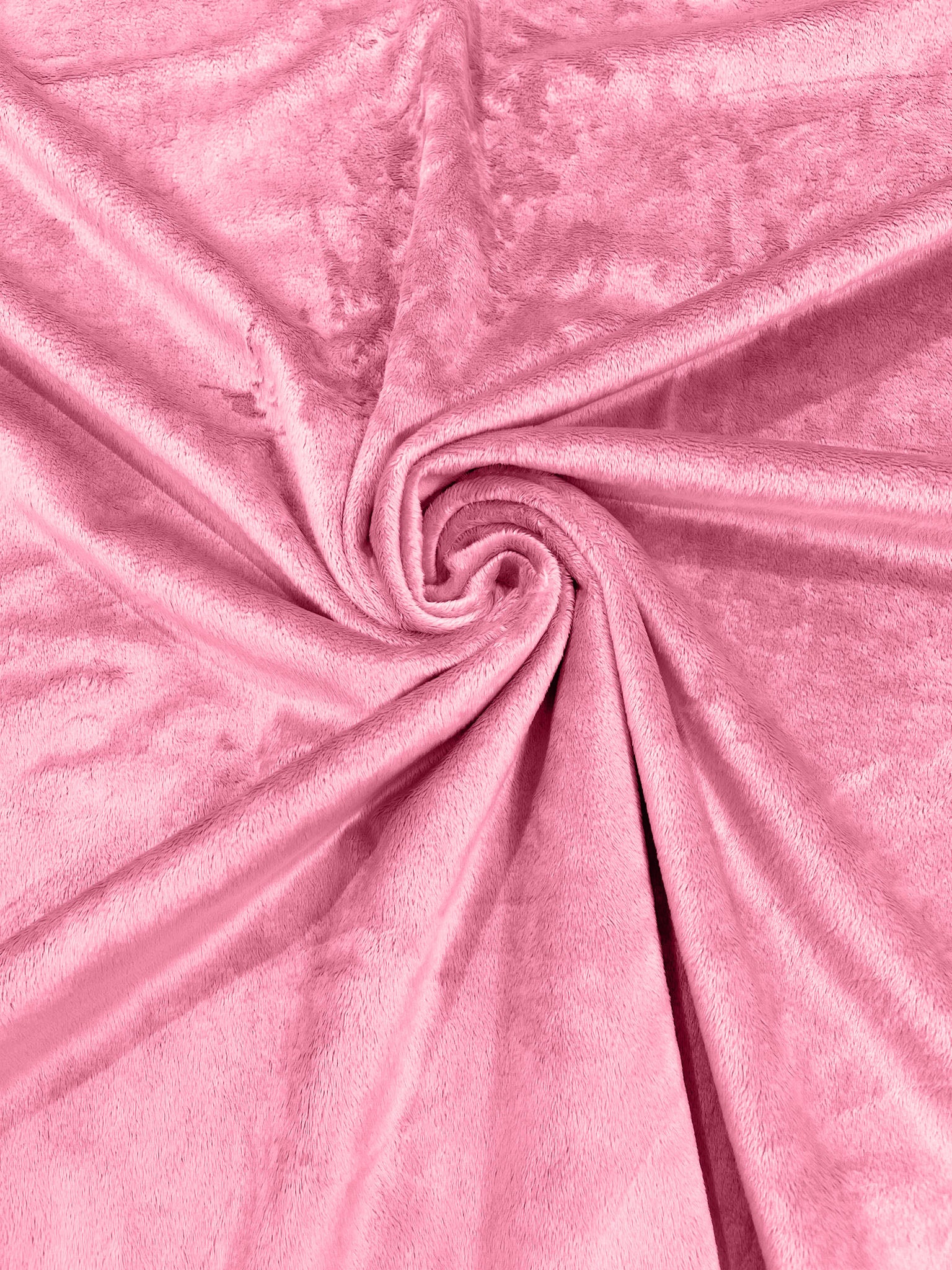 Pink Minky Smooth Soft Solid Plush Faux Fake Fur Fabric Polyester- Sold by the yard.