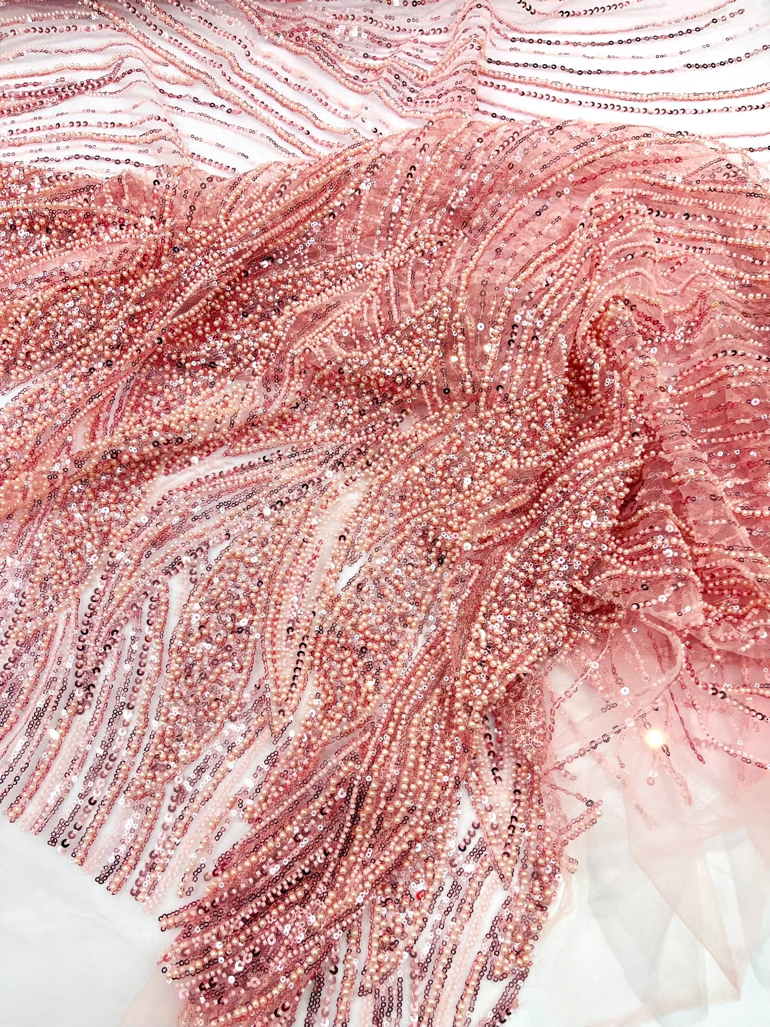 Flame Fashion Beaded Lace Fabric| Prom| Wedding| By The Yard.