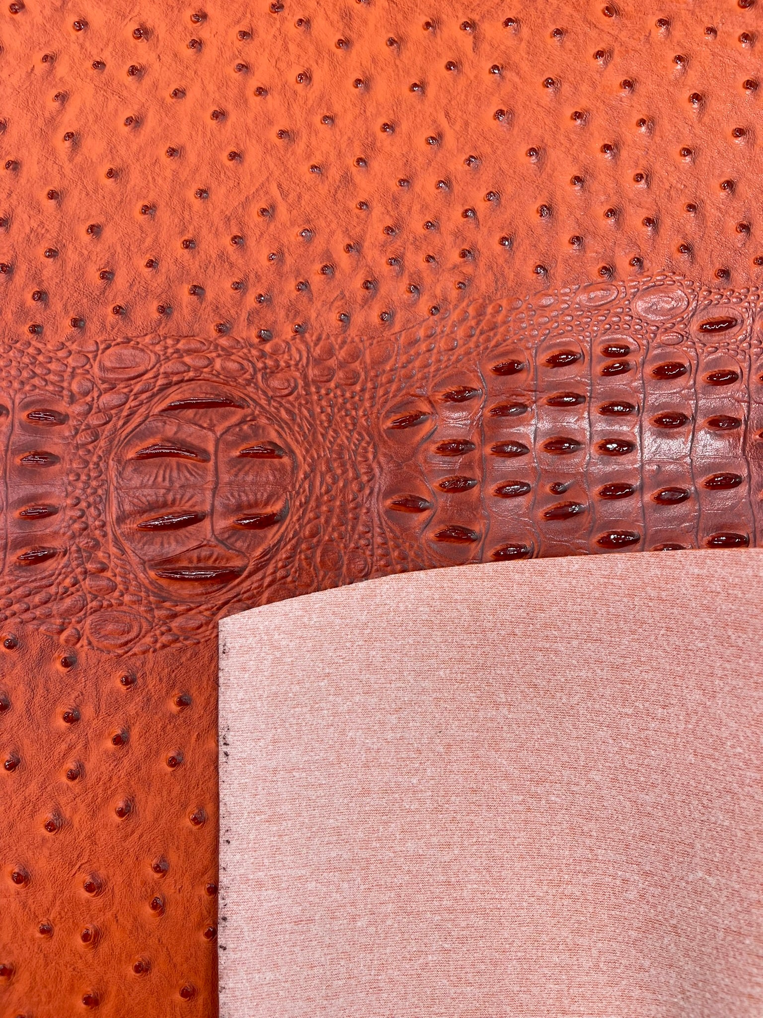 Ostrich Embossed Vinyl Fabric By The Yard / 2 Tone Crocodile Ostrich Vinyl Leather 54" Wide