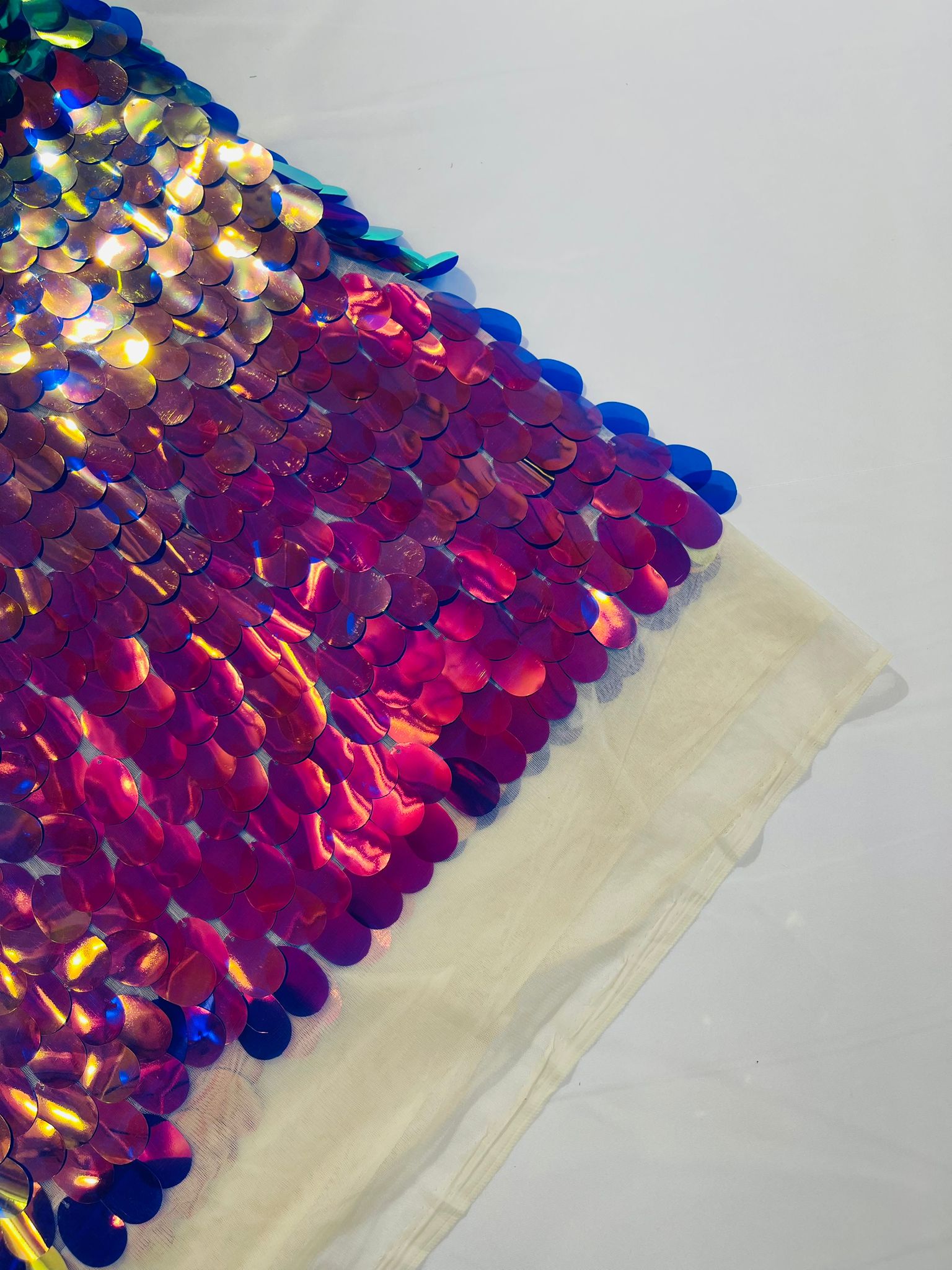 Jumbo Sequins Oval Sequin Paillette/Tear Drop Mermaid Big Sequins Fabric Mesh/ 54 Inches Wide.