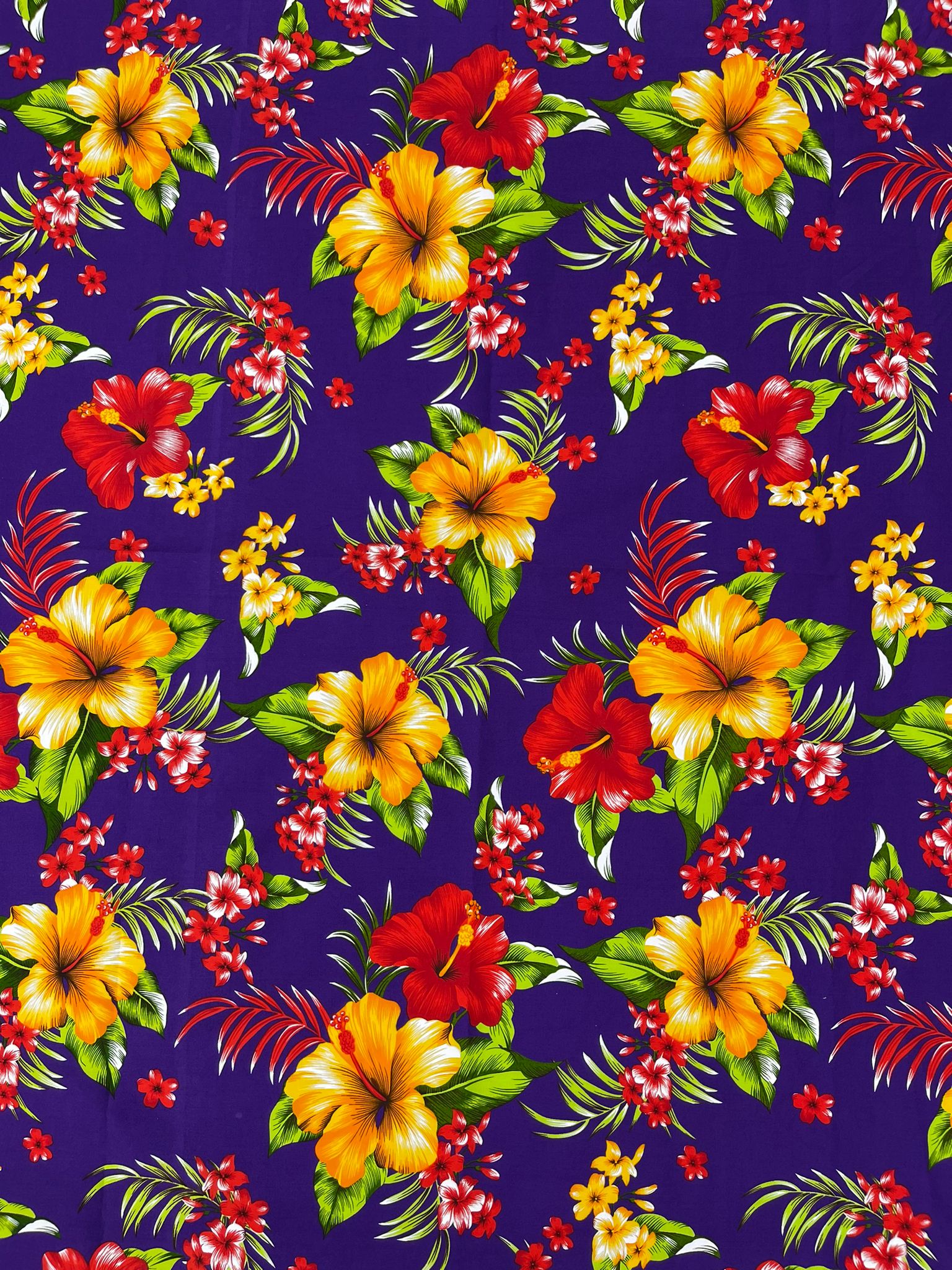 MULTI COLOR HAWAIIAN HIBISCUS FLORAL (by the yard)