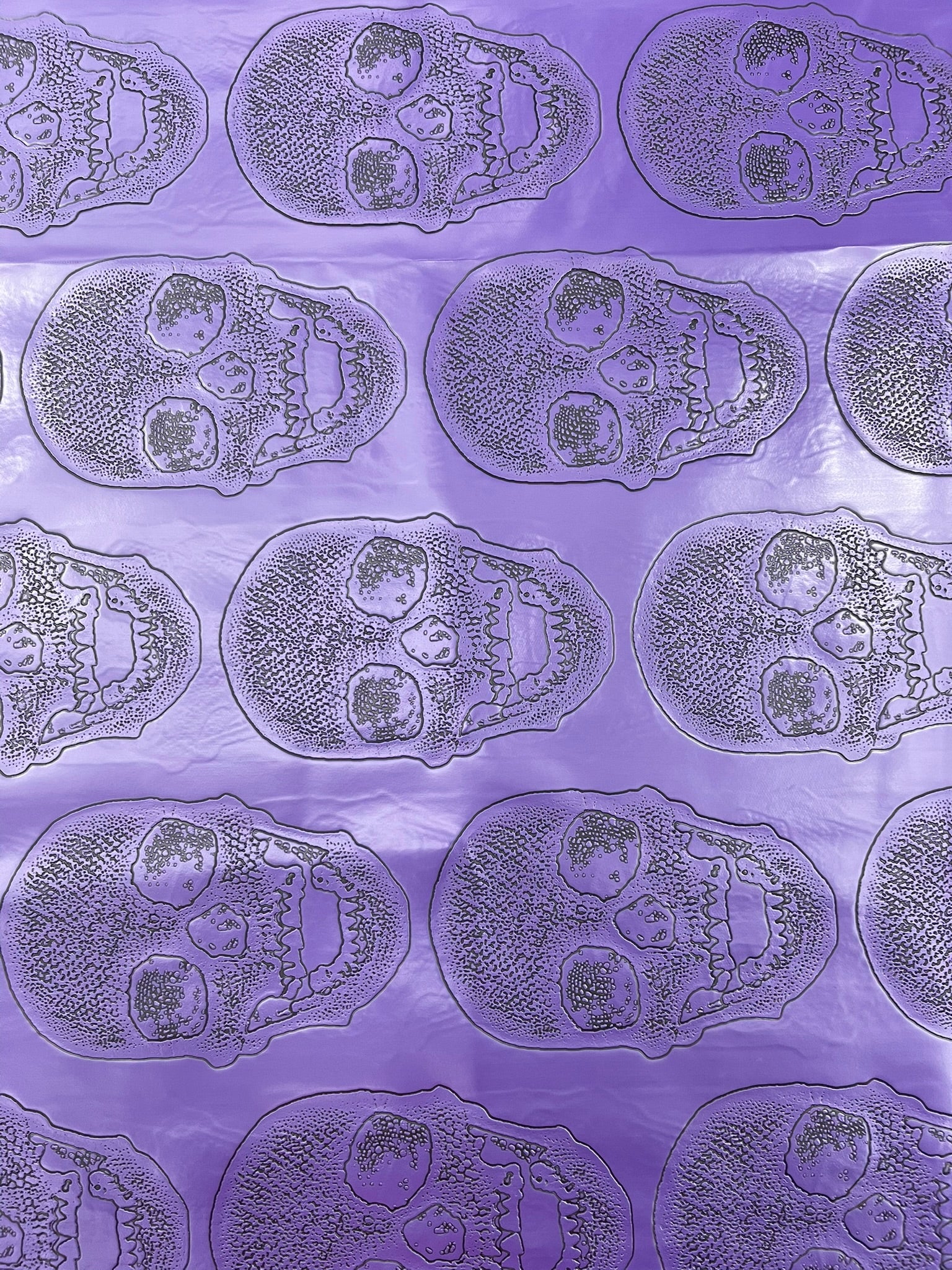 Skull Embossed Fake Leather Upholstery, 3D Faux Leather PVC Vinyl Fabric.