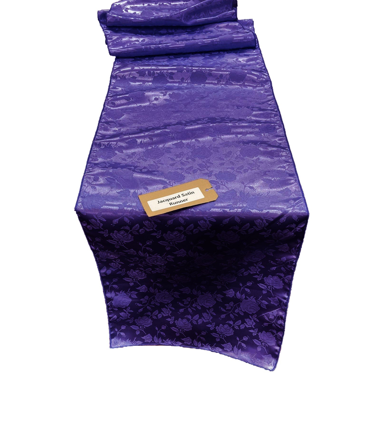 Jacquard Satin Roses Runner, Party Supply / Wedding / Decoration (14" Wide x 120" Long).
