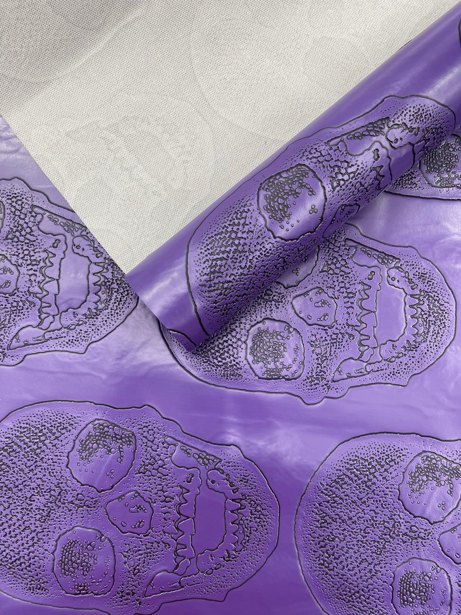 Skull Embossed Fake Leather Upholstery, 3D Faux Leather PVC Vinyl Fabric.