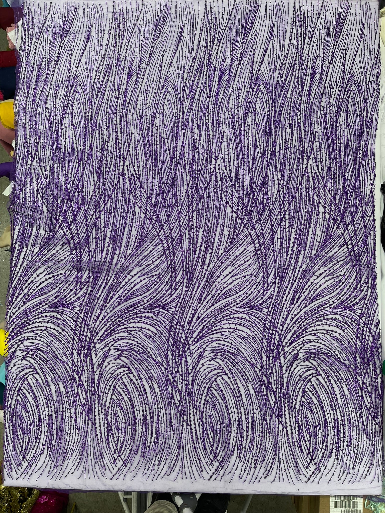 Fashion Glitter Design On A Mesh Lace Fabric/Prom.