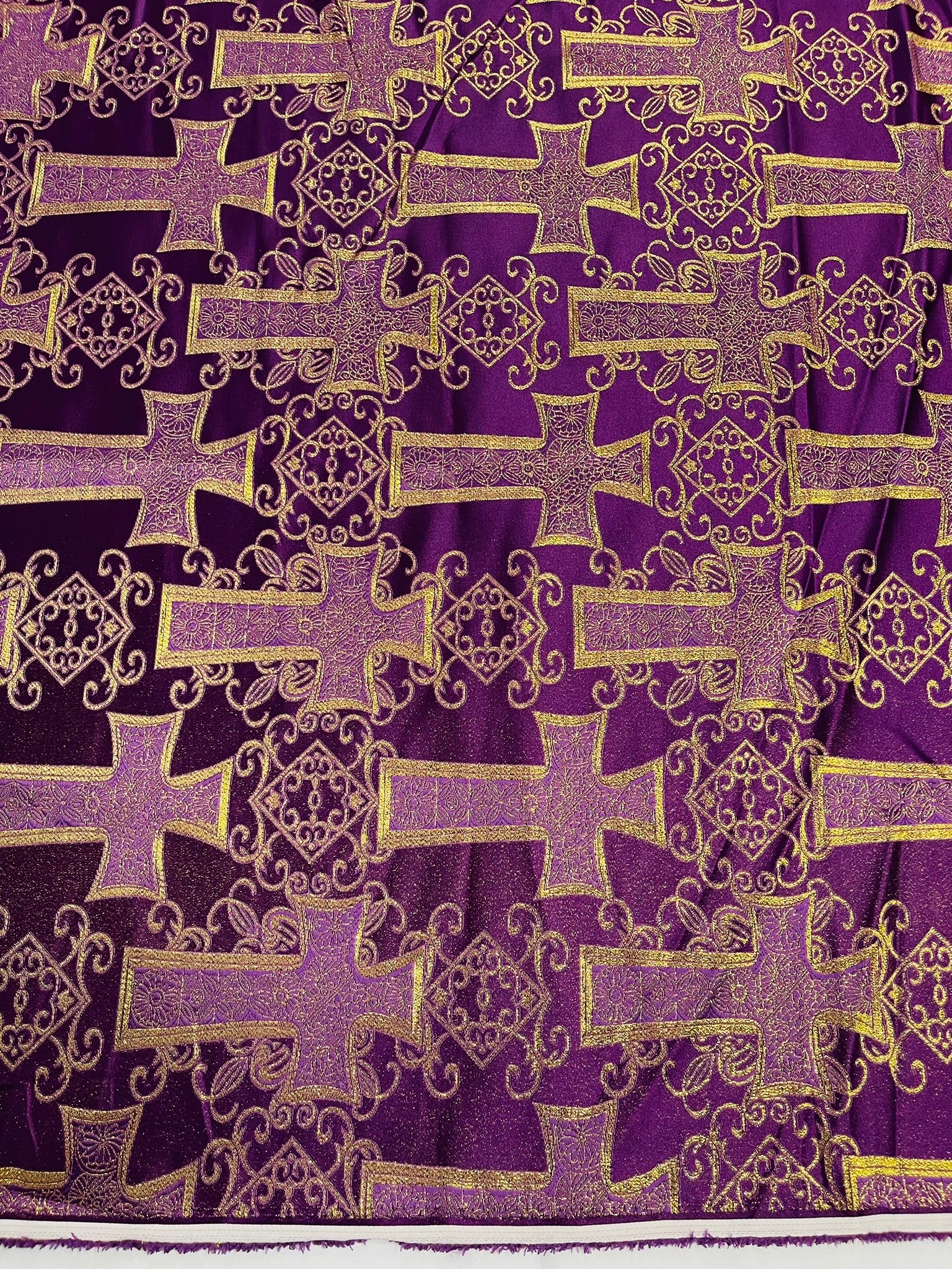 METALLIC BIG CROSS JACQUARD SATIN FABRIC (by the yard)