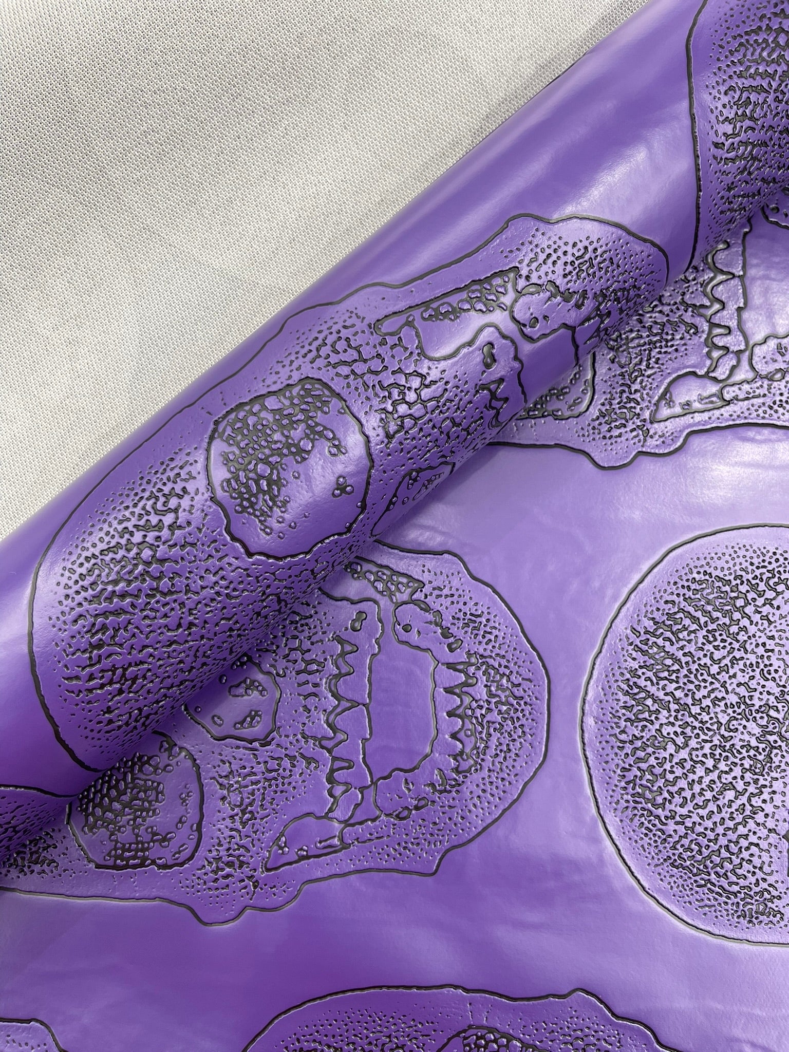 Skull Embossed Fake Leather Upholstery, 3D Faux Leather PVC Vinyl Fabric.