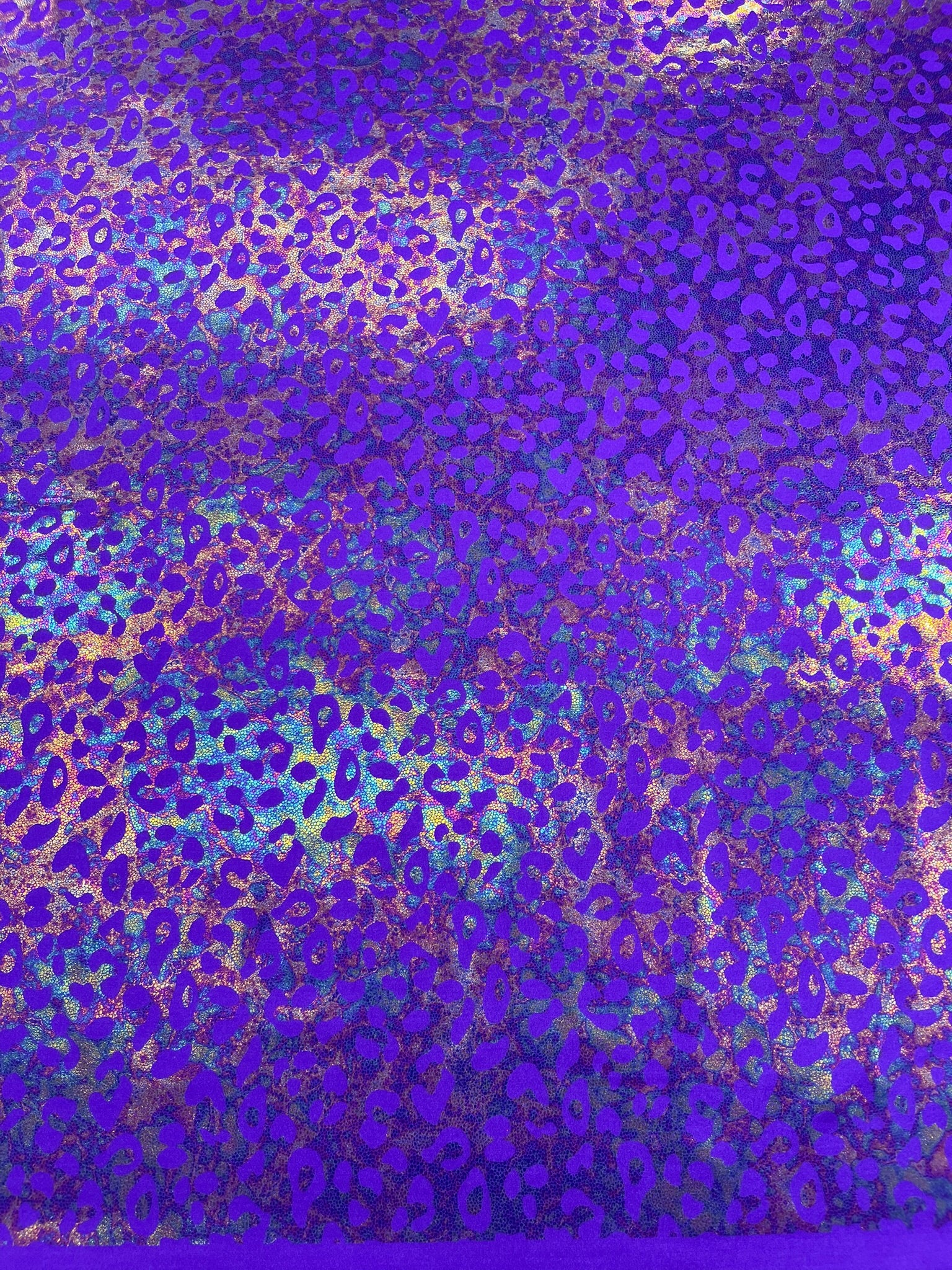 Leopard Oil Spill Metallic Print on a Stretch Nylon Spandex Tricot/Milliskin -Sold by the yard