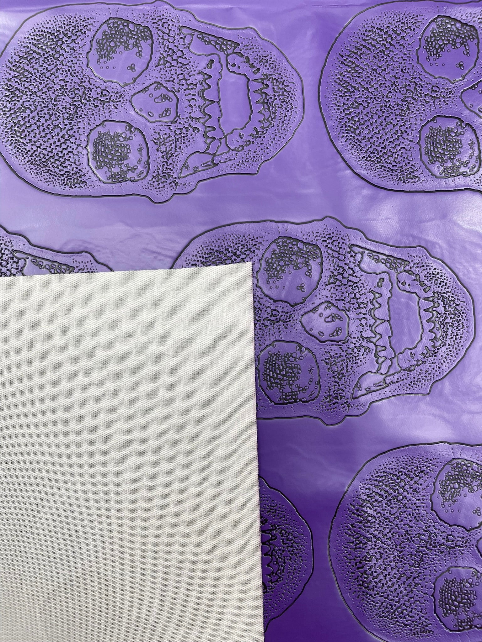 Skull Embossed Fake Leather Upholstery, 3D Faux Leather PVC Vinyl Fabric.