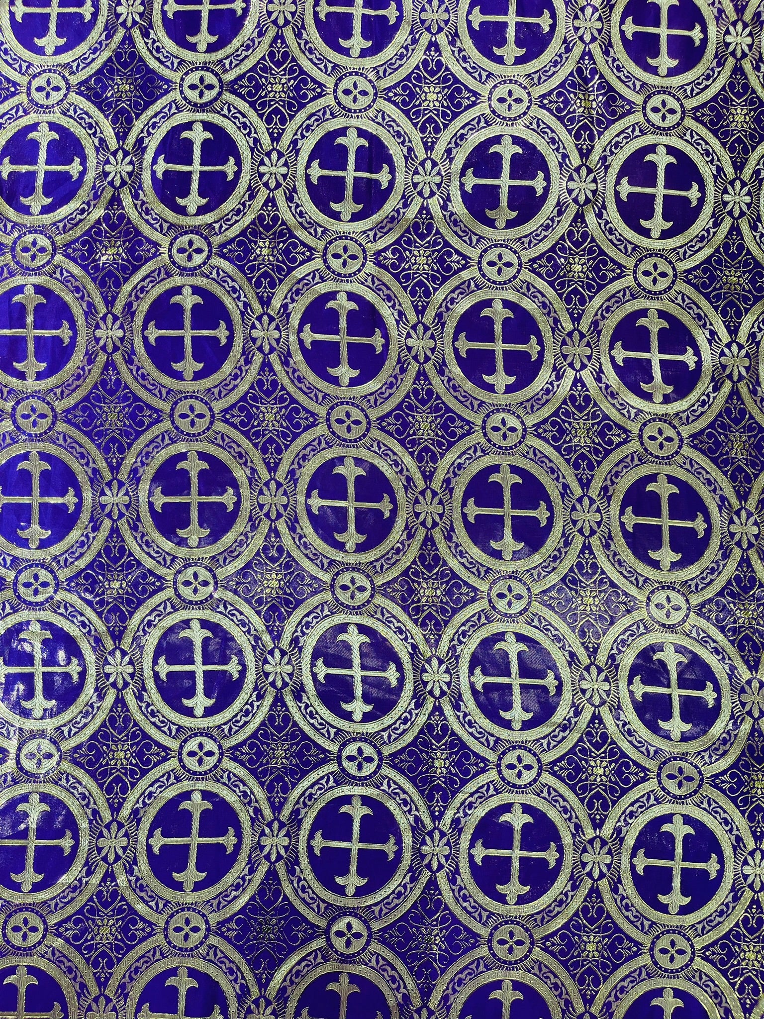 Metallic Cross Brocade Jacquard Satin/Religious Brocade/58 Inches Wide/Liturgical Fabric/Church/Vestment