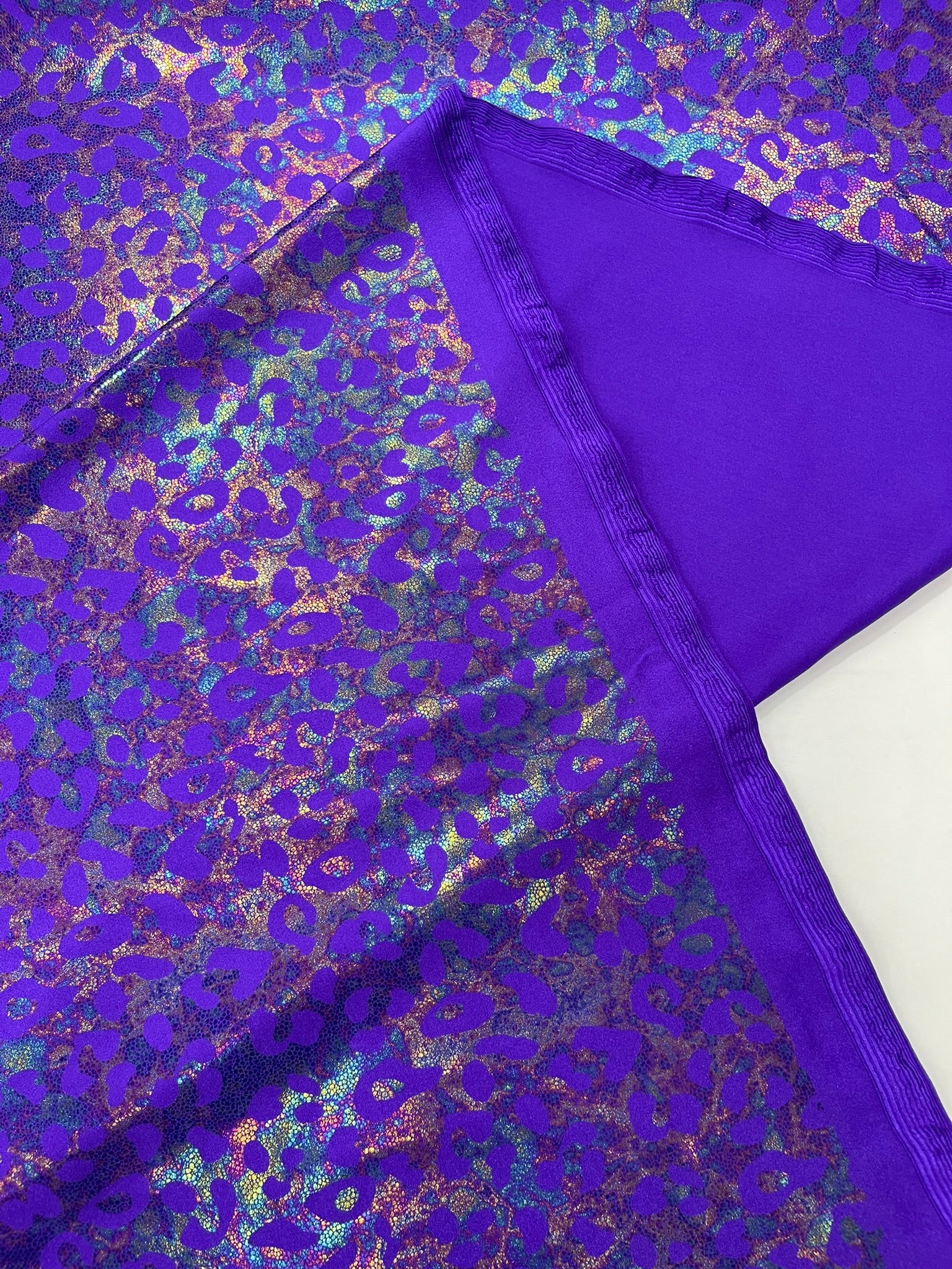 Leopard Oil Spill Metallic Print on a Stretch Nylon Spandex Tricot/Milliskin -Sold by the yard