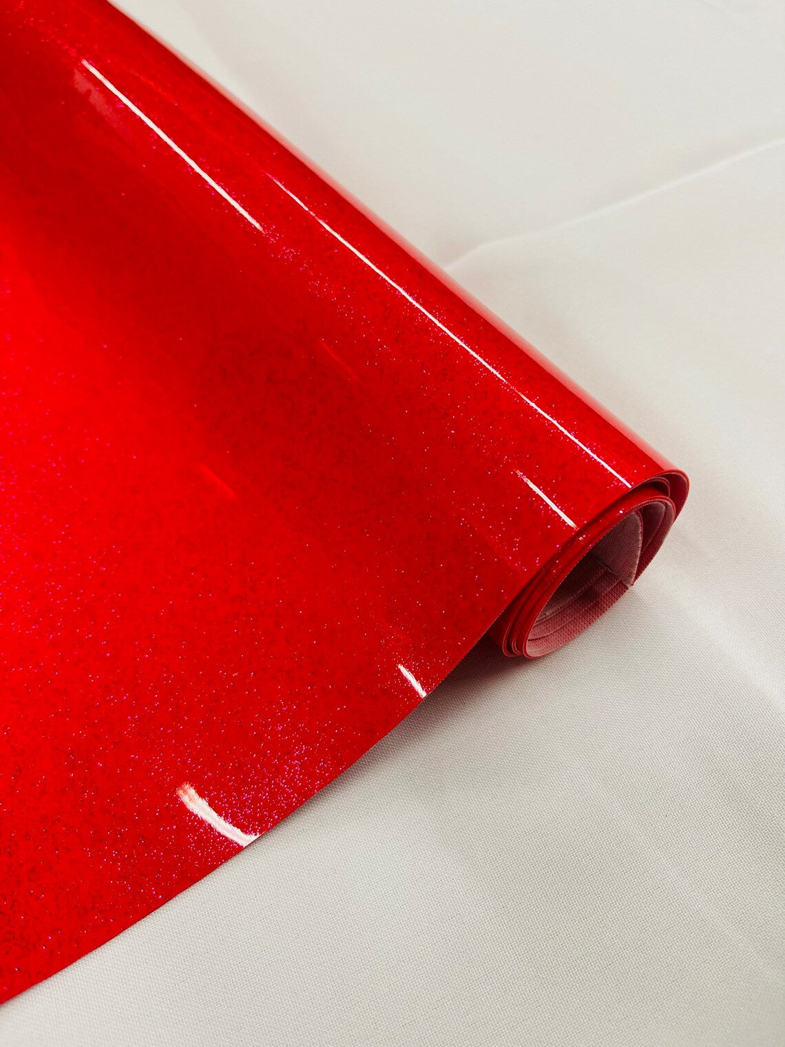 Metallic Glitter Vinyl Fabric - Red - High Quality Shiny Glitter Vinyl Fabric By Yard