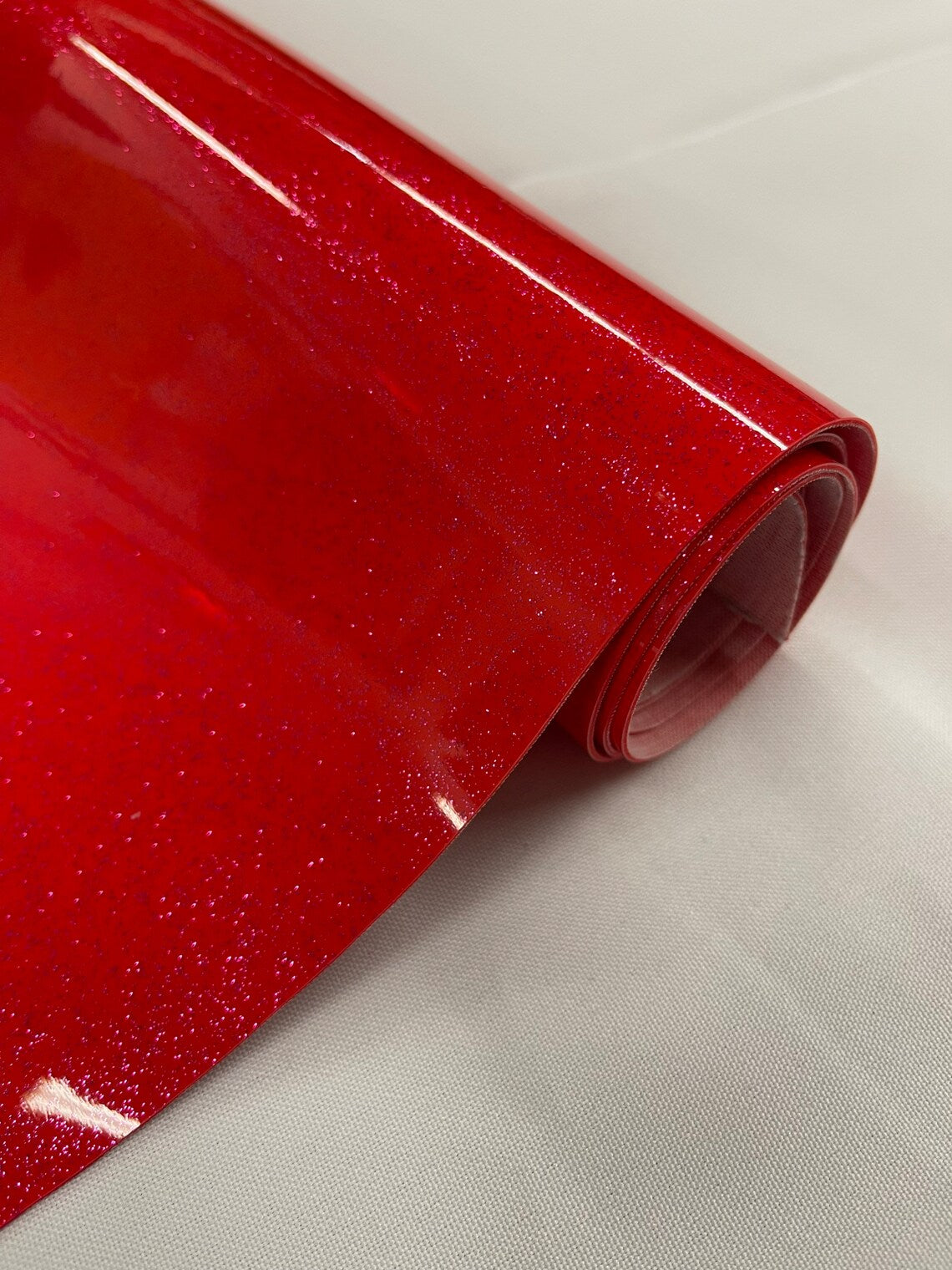 Metallic Glitter Vinyl Fabric - Red - High Quality Shiny Glitter Vinyl Fabric By Yard