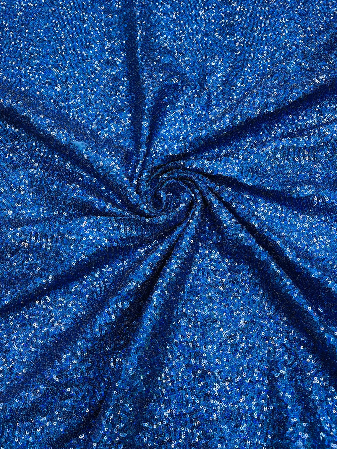 Mini Glitz Sequins on Milliskin - Royal Blue - 4 Way Stretch Milliskin Stretch Spandex Fabric by Yard