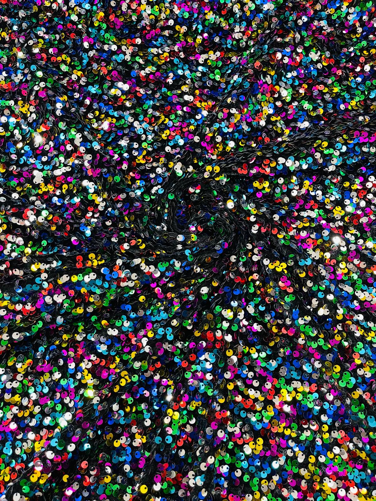 Sequin Velvet Stretch 5mm fabric 58"Wide-Prom-Nightgown fabric- Sold by the yard.