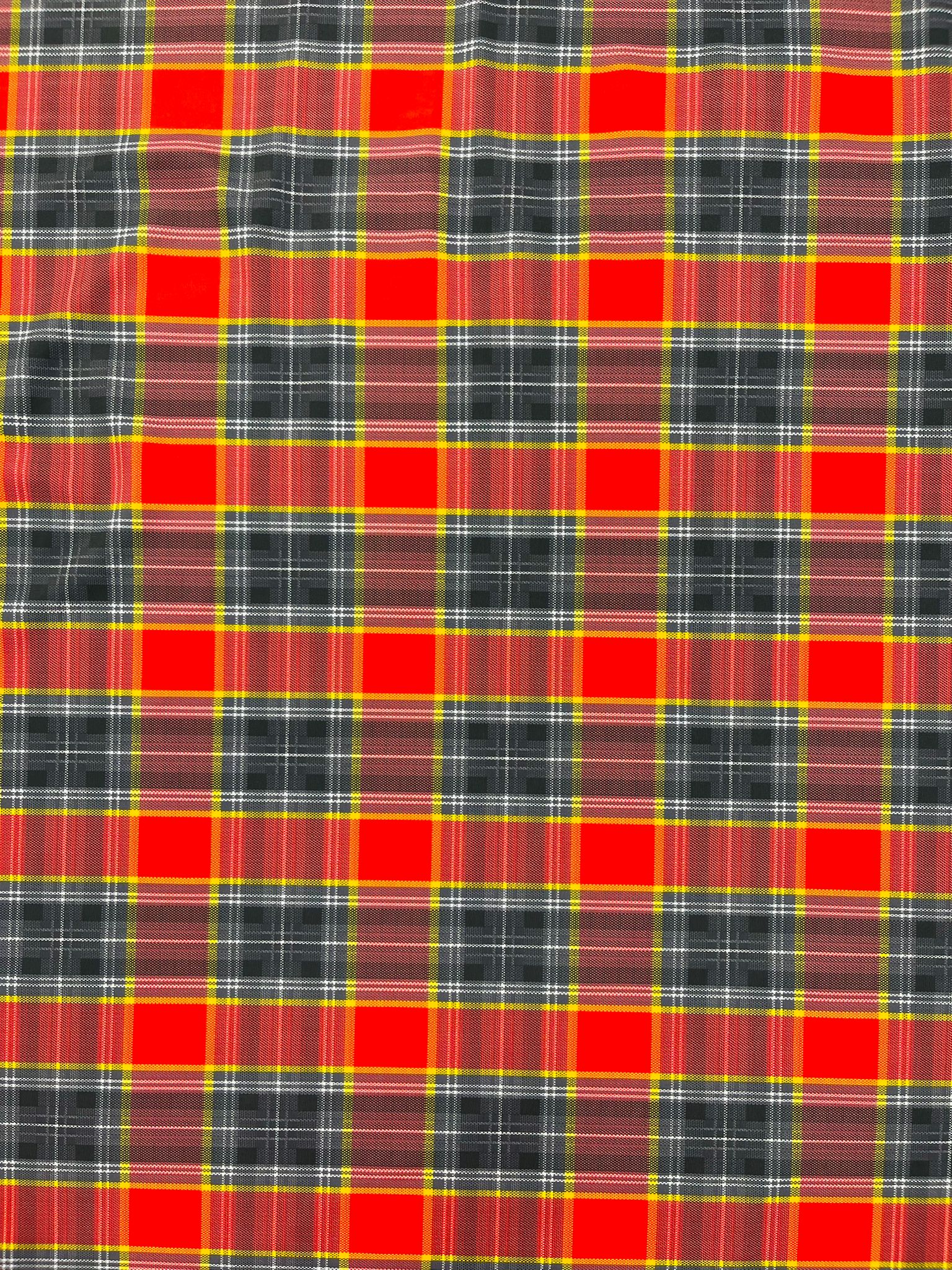 PLAID MULTICOLOR CHECKERED SPANDEX (by the yard)