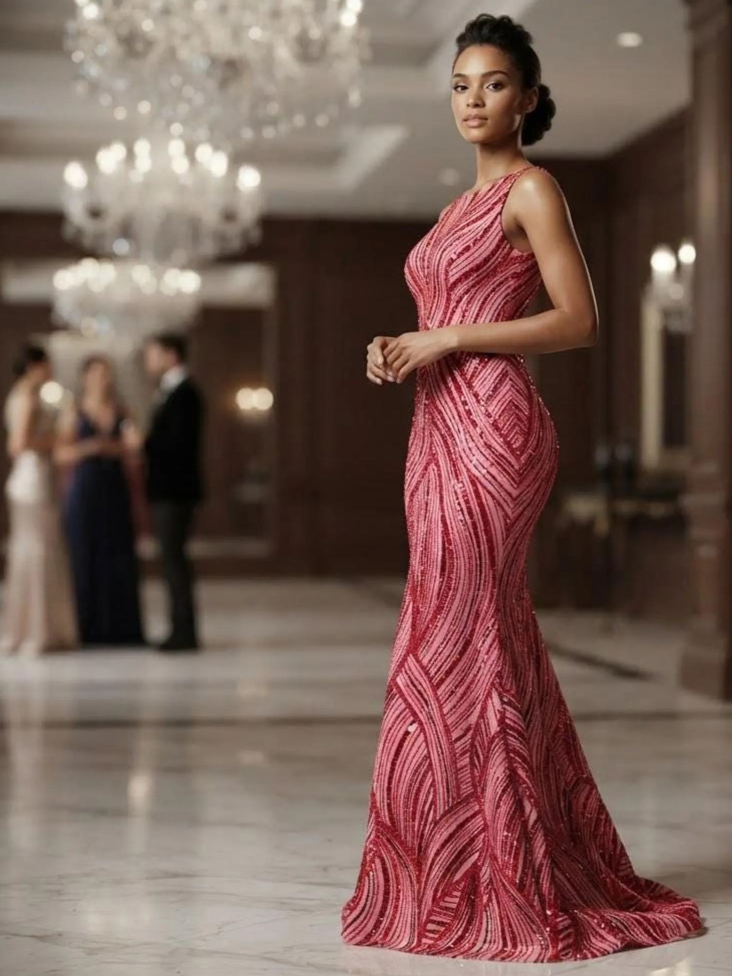 Luxury Feather Damask Beaded Lace Fabric| Prom| Wedding| By The Yard.