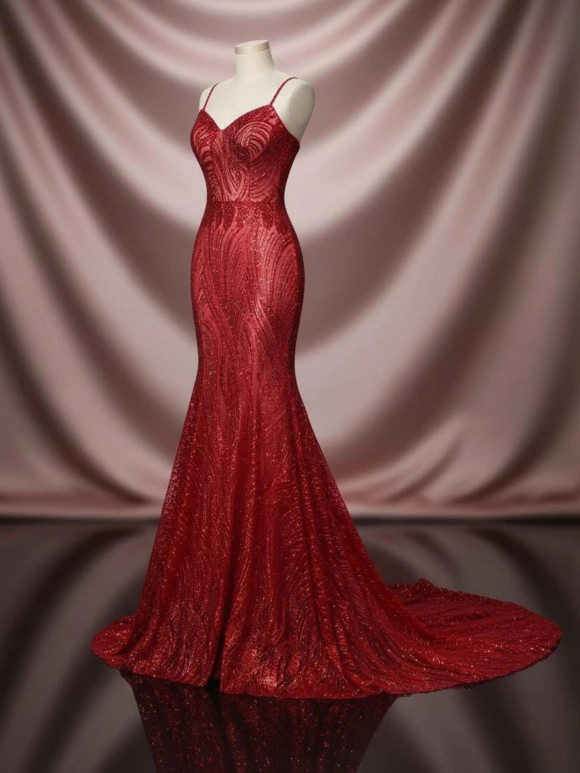 Flame Fashion Beaded Lace Fabric| Prom| Wedding| By The Yard.
