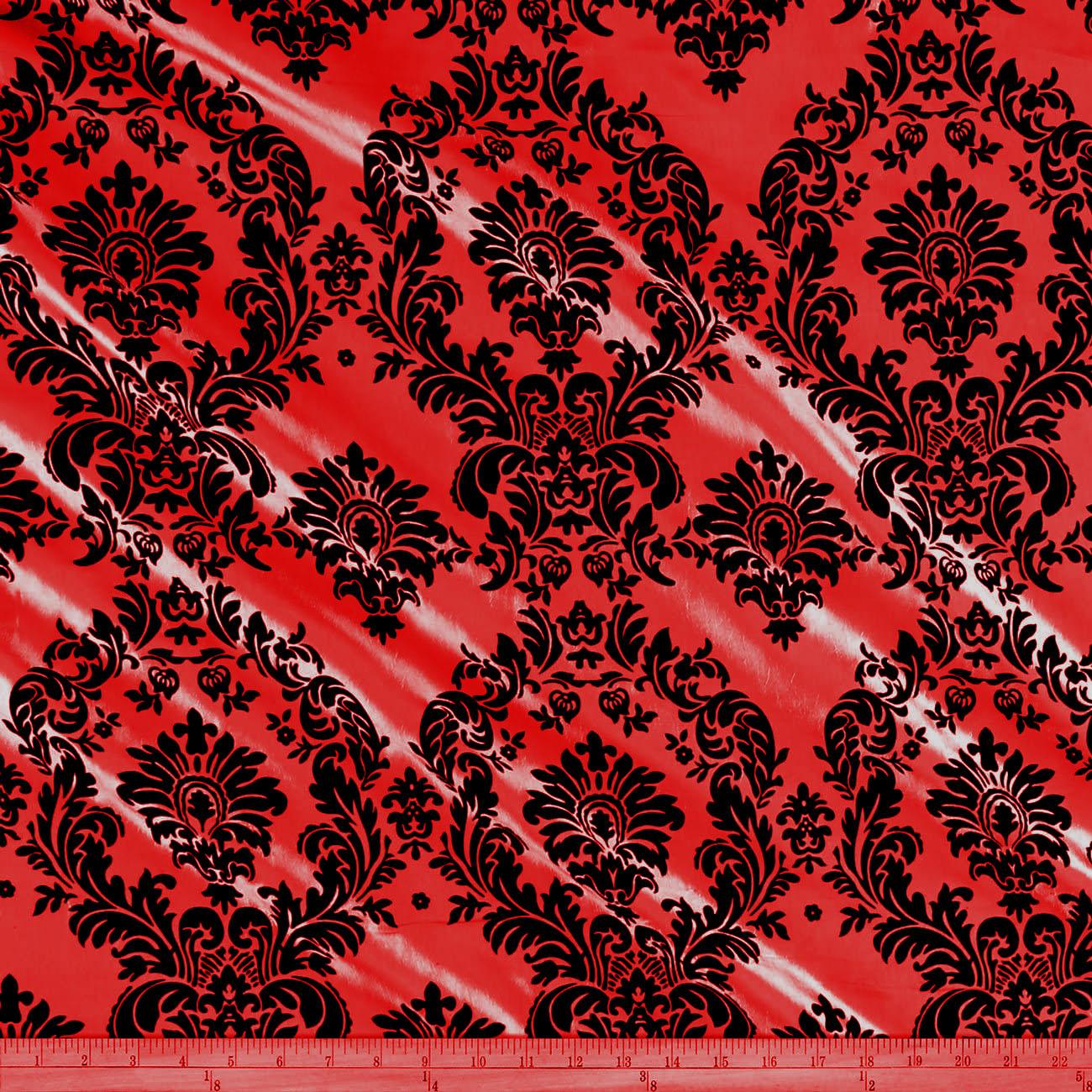 Flocked Damask Taffeta Fabric - Sold By The Yard.