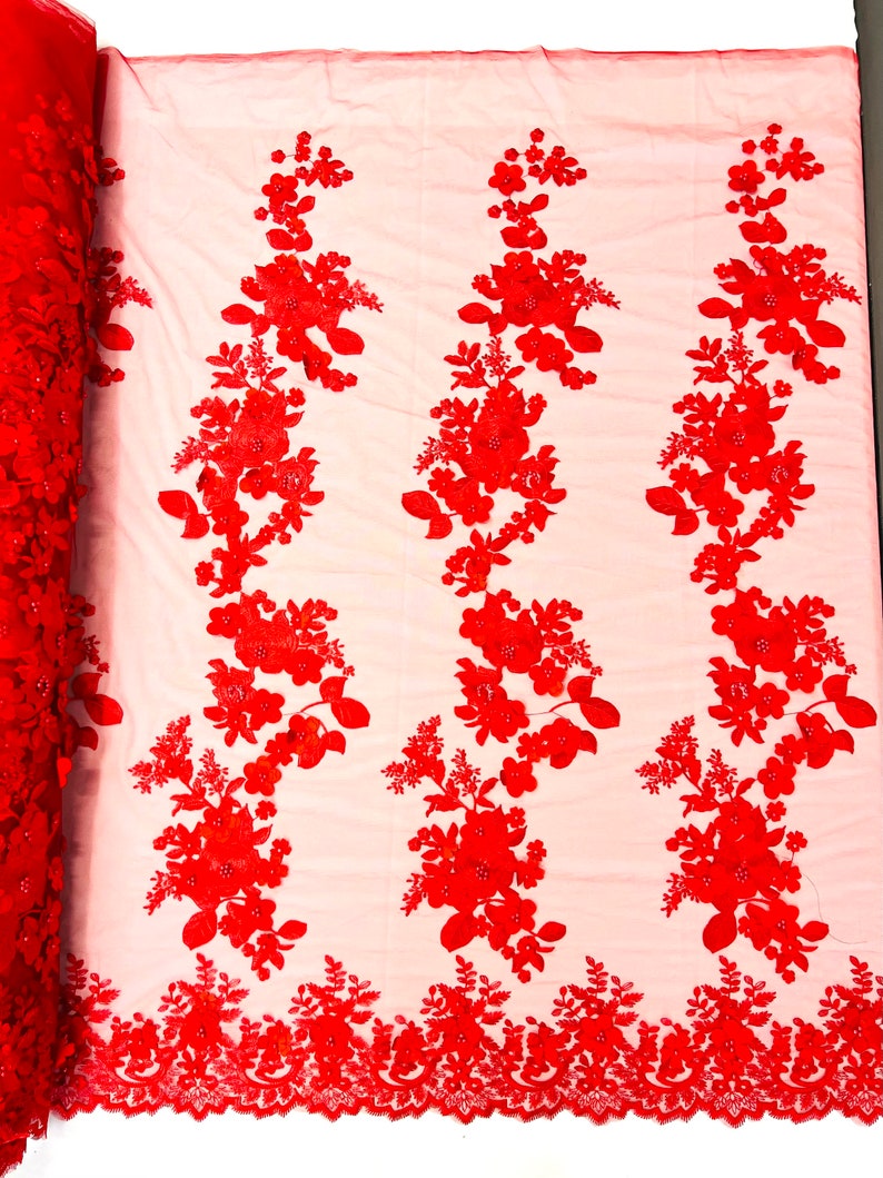 3D FLOWER PANELS LACE (by the yard)