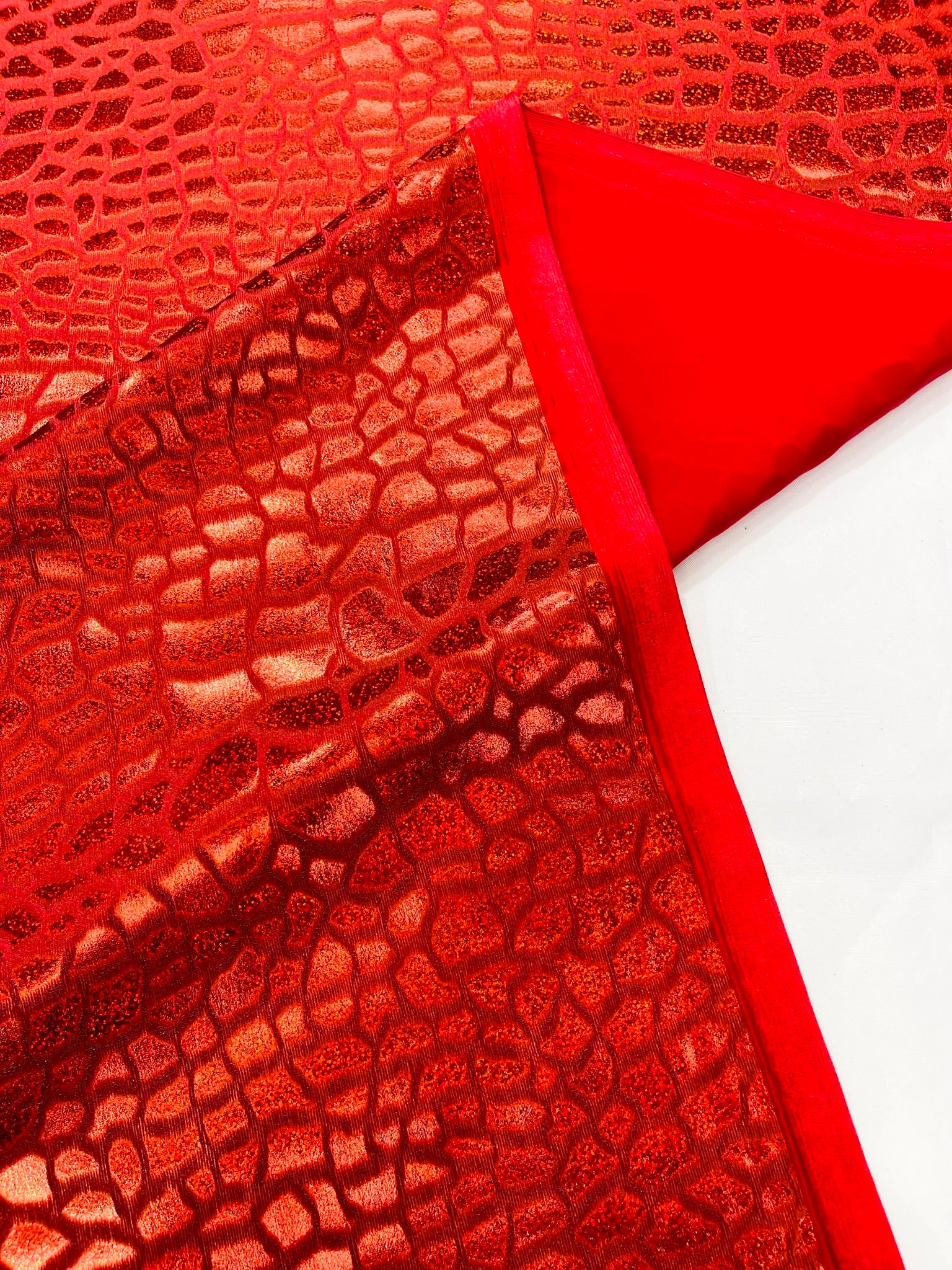 Dragon Skin Foil Design On A Stretch Velvet Fabric | Sold By The Yard.