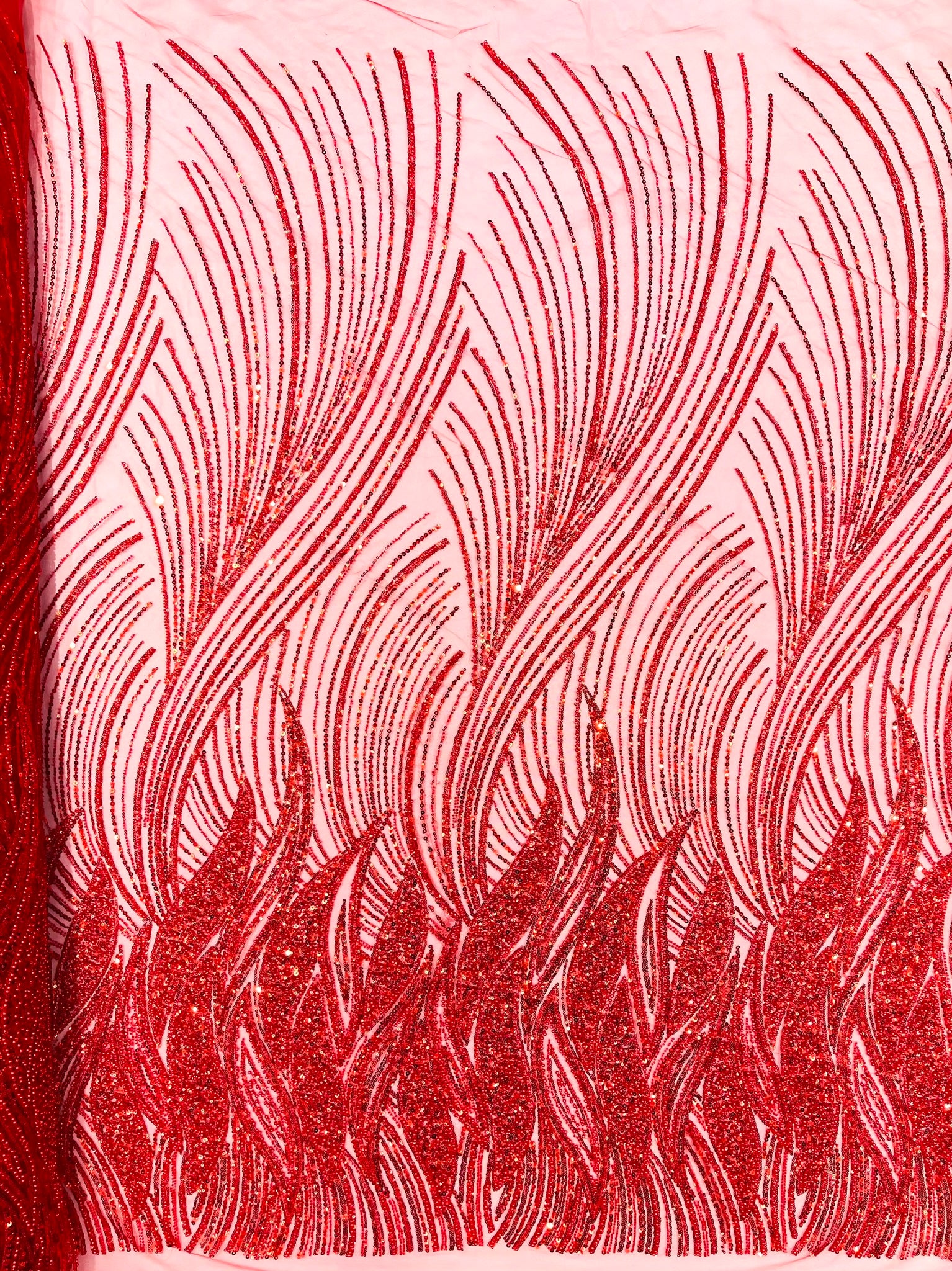 Flame Fashion Beaded Lace Fabric| Prom| Wedding| By The Yard.