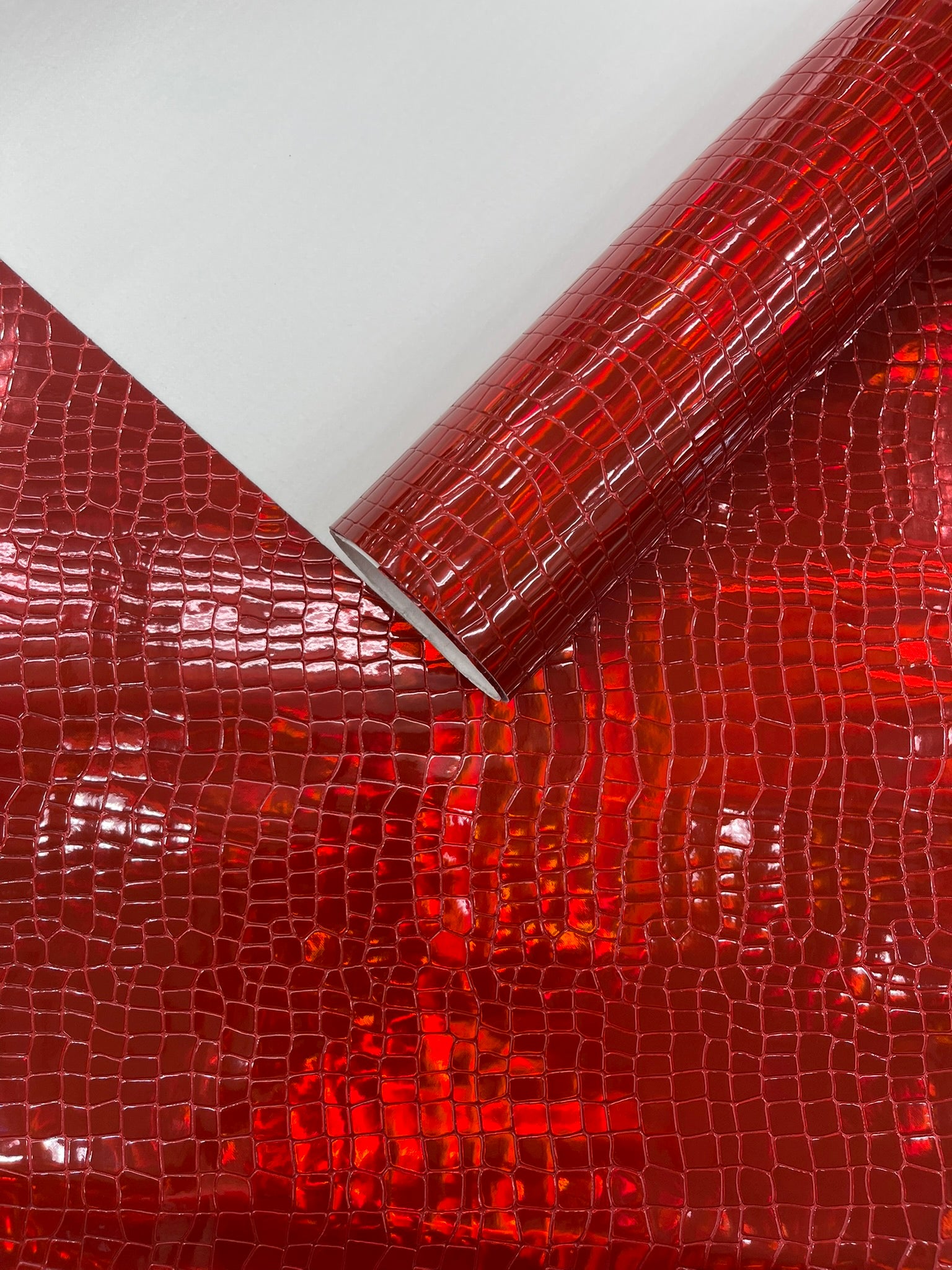 Crocodile Embossed PVC Holographic Vinyl Fabric / Upholstery Crafting Accessories Applications