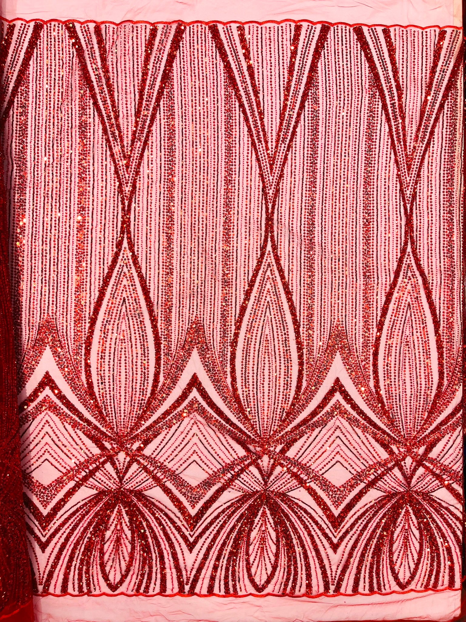 Geometric New York Fashion Beaded Lace, By The Yard.