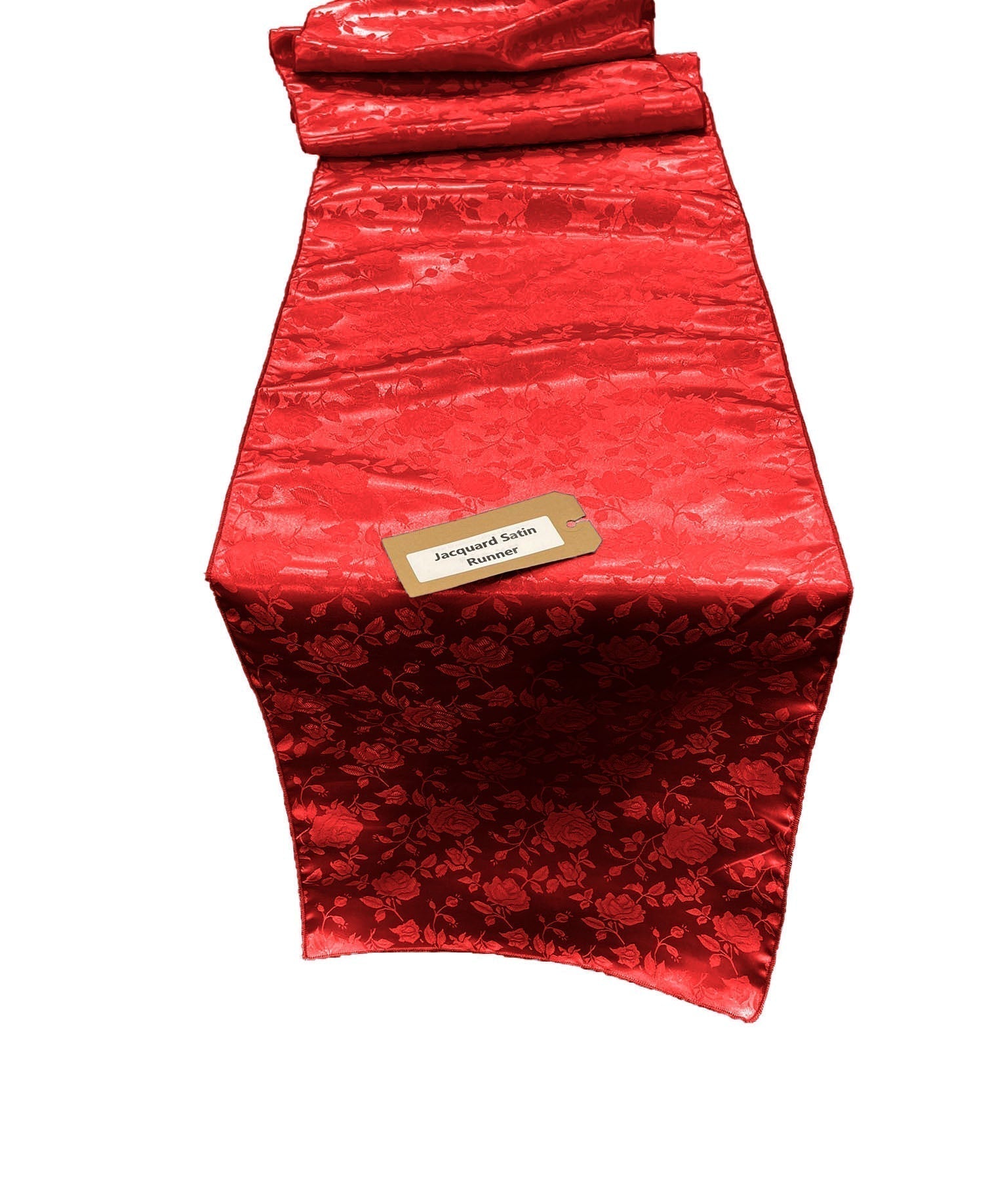 Jacquard Satin Roses Runner, Party Supply / Wedding / Decoration (14" Wide x 120" Long).