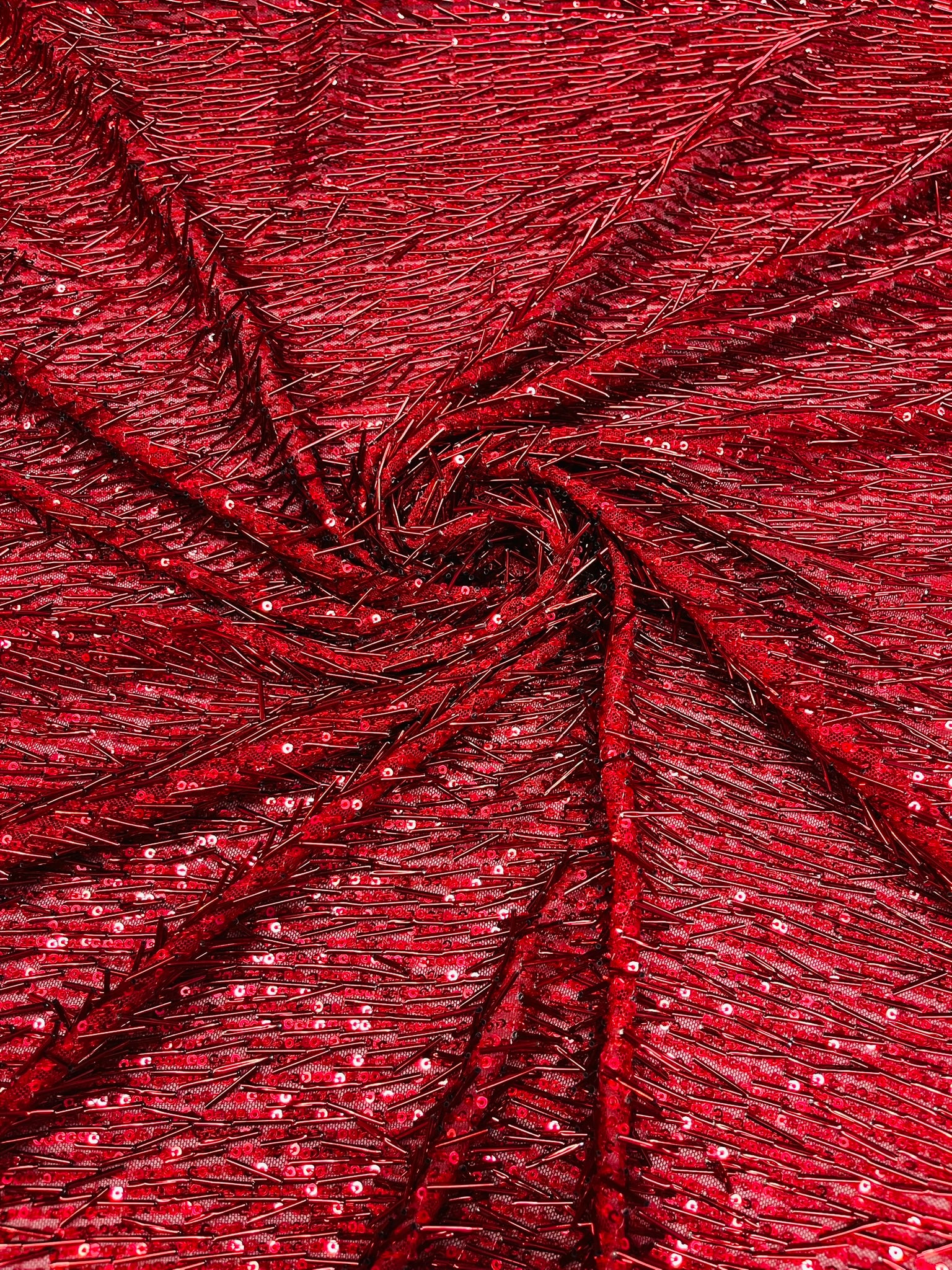 Vegas Beaded Sequin Stretch Mesh Fabric (By The Yard)