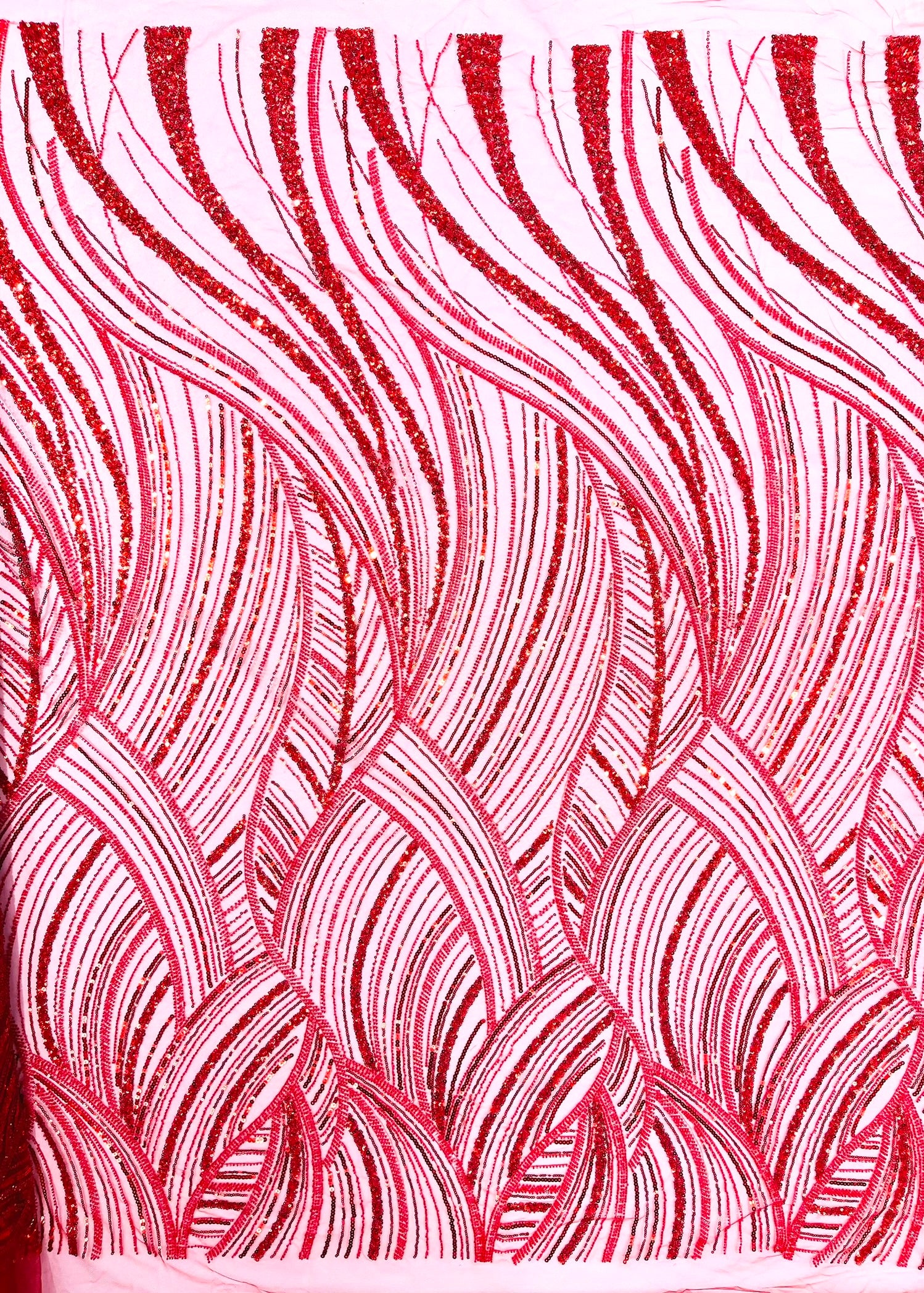 Luxury Feather Damask Beaded Lace Fabric| Prom| Wedding| By The Yard.