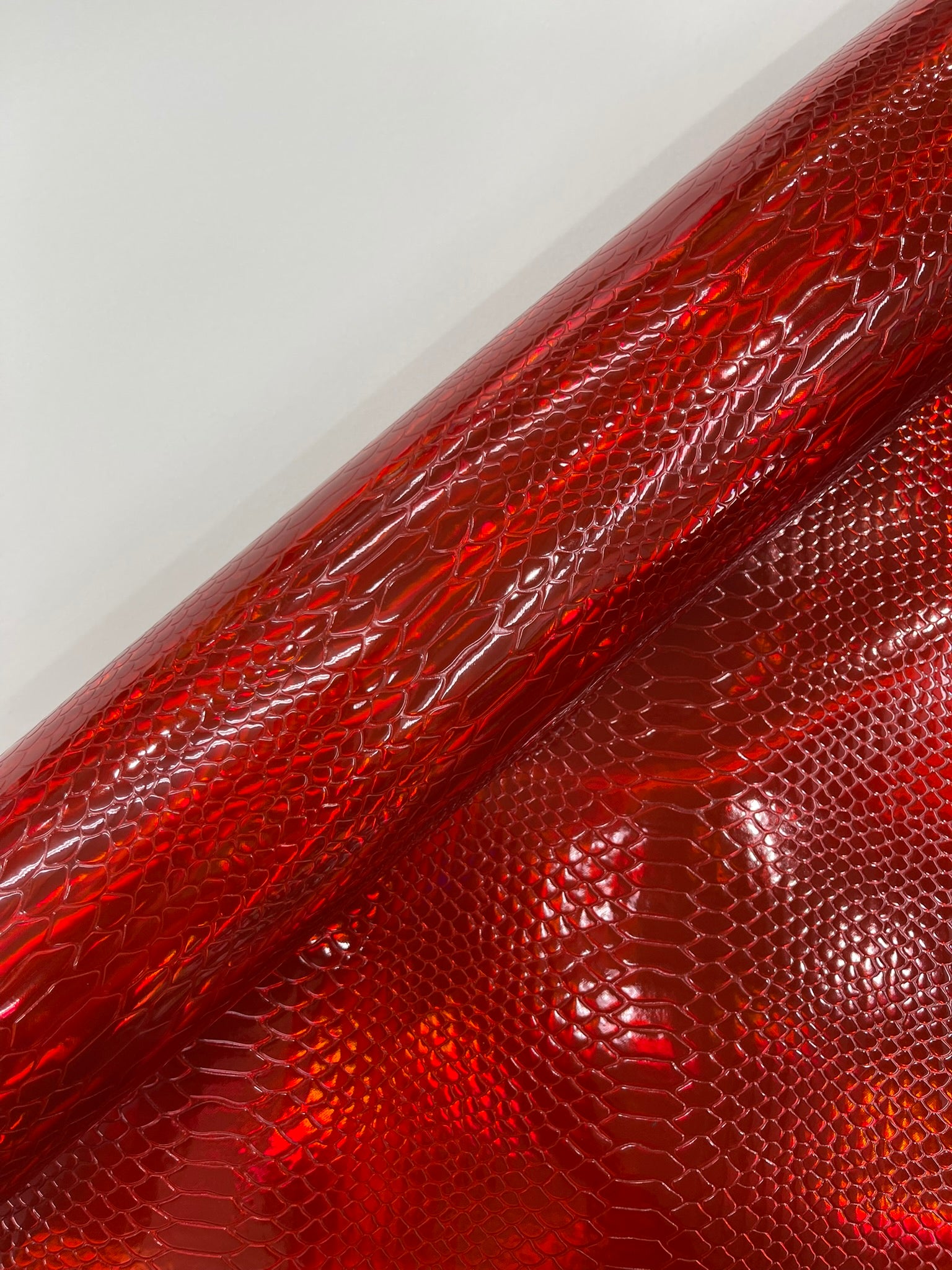 Viper Holographic Embossed PVC / Snake Vinyl Fabric Upholstery Crafting Accessories Applications Snake Iridescent.