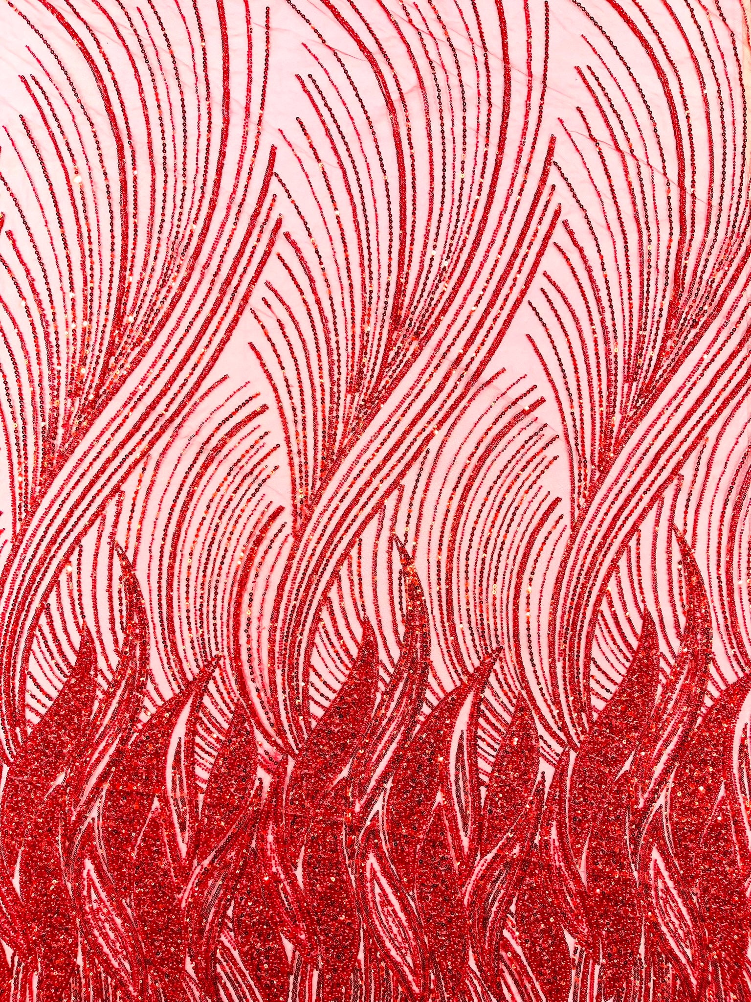 Flame Fashion Beaded Lace Fabric| Prom| Wedding| By The Yard.