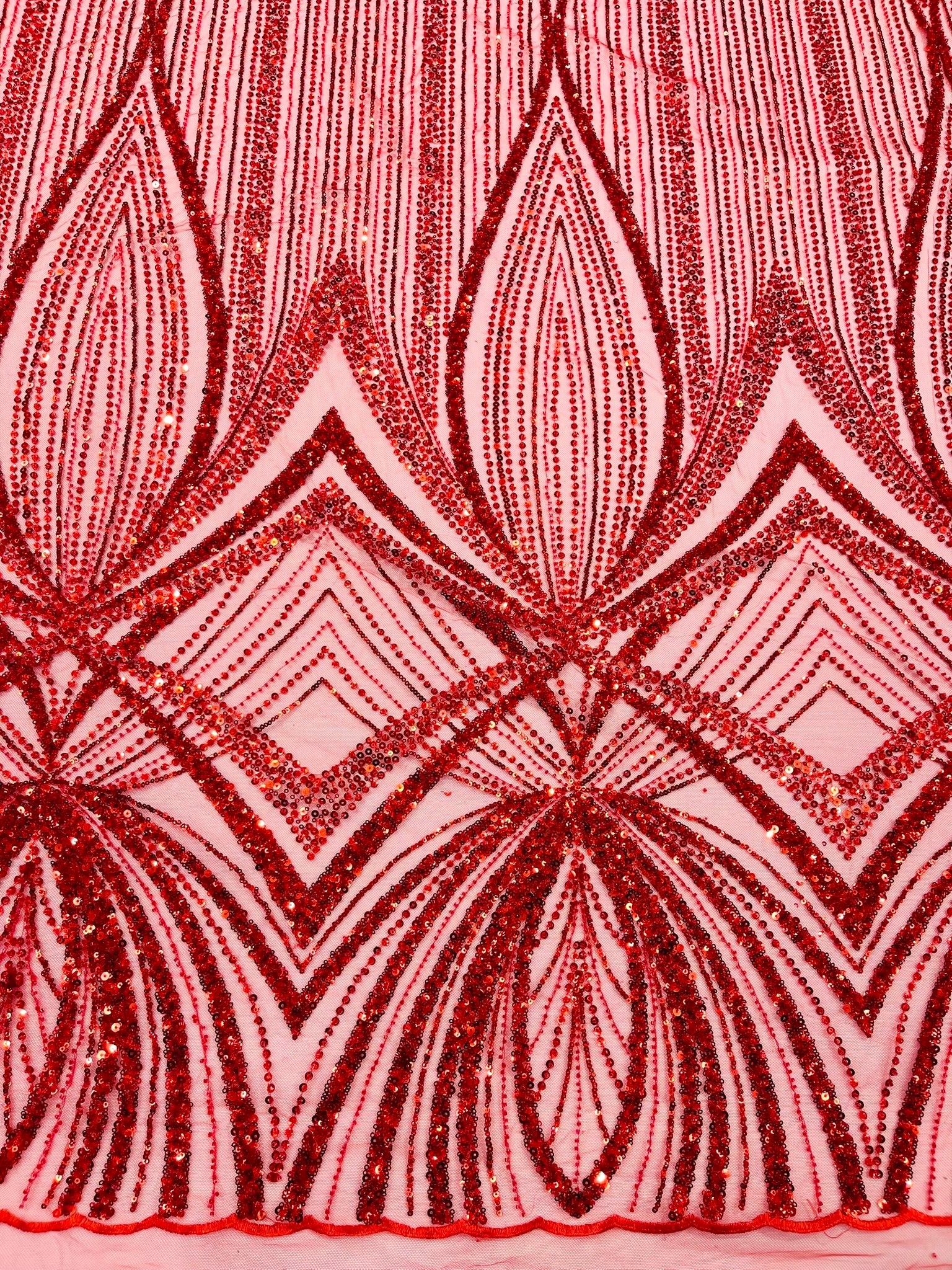 Geometric New York Fashion Beaded Lace, By The Yard.