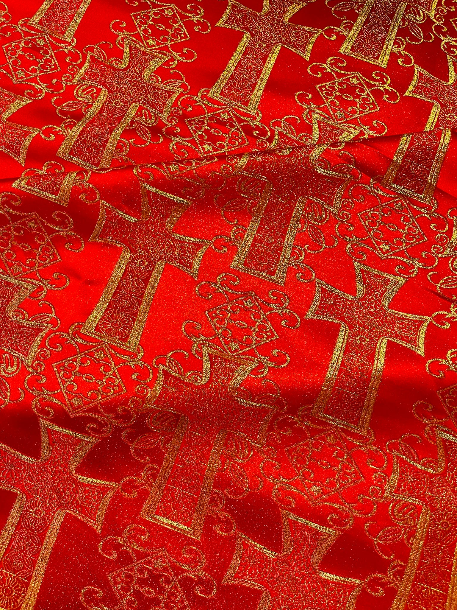 METALLIC BIG CROSS JACQUARD SATIN FABRIC (by the yard)