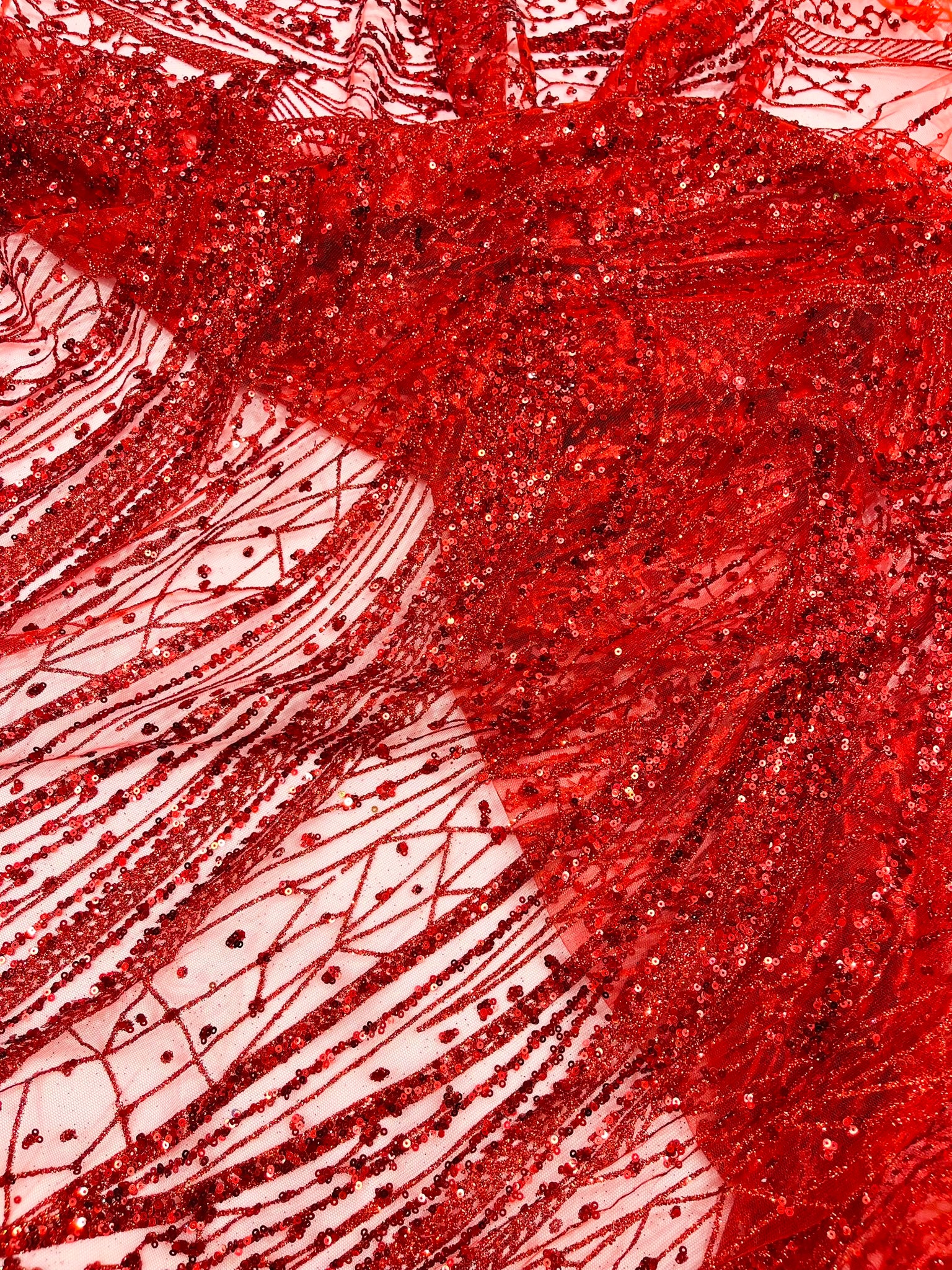 Geometric Fashion Glitter Design On A Mesh Lace Fabric| 58" Wide| Prom Dresses.