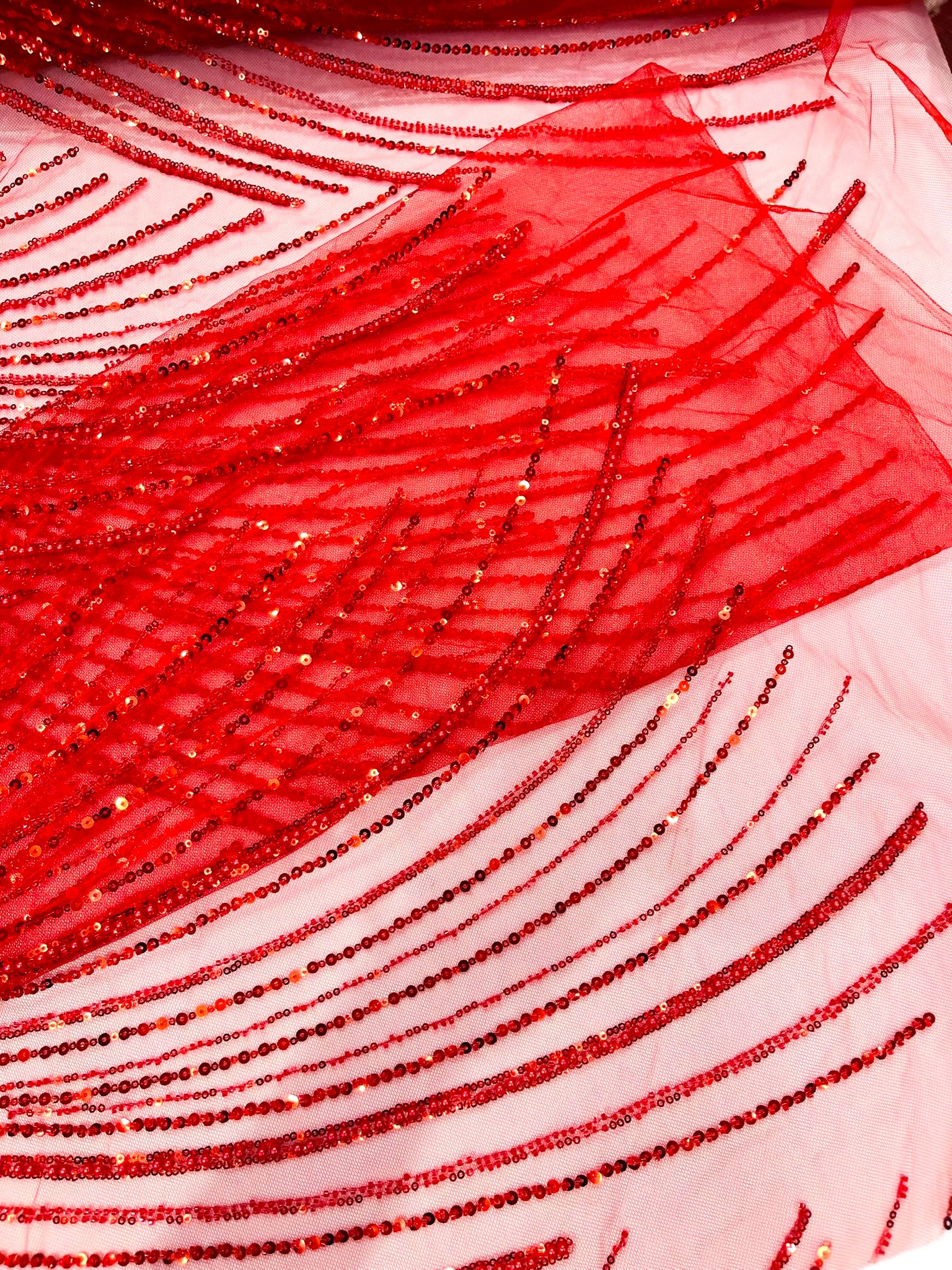 Flame Fashion Beaded Lace Fabric| Prom| Wedding| By The Yard.
