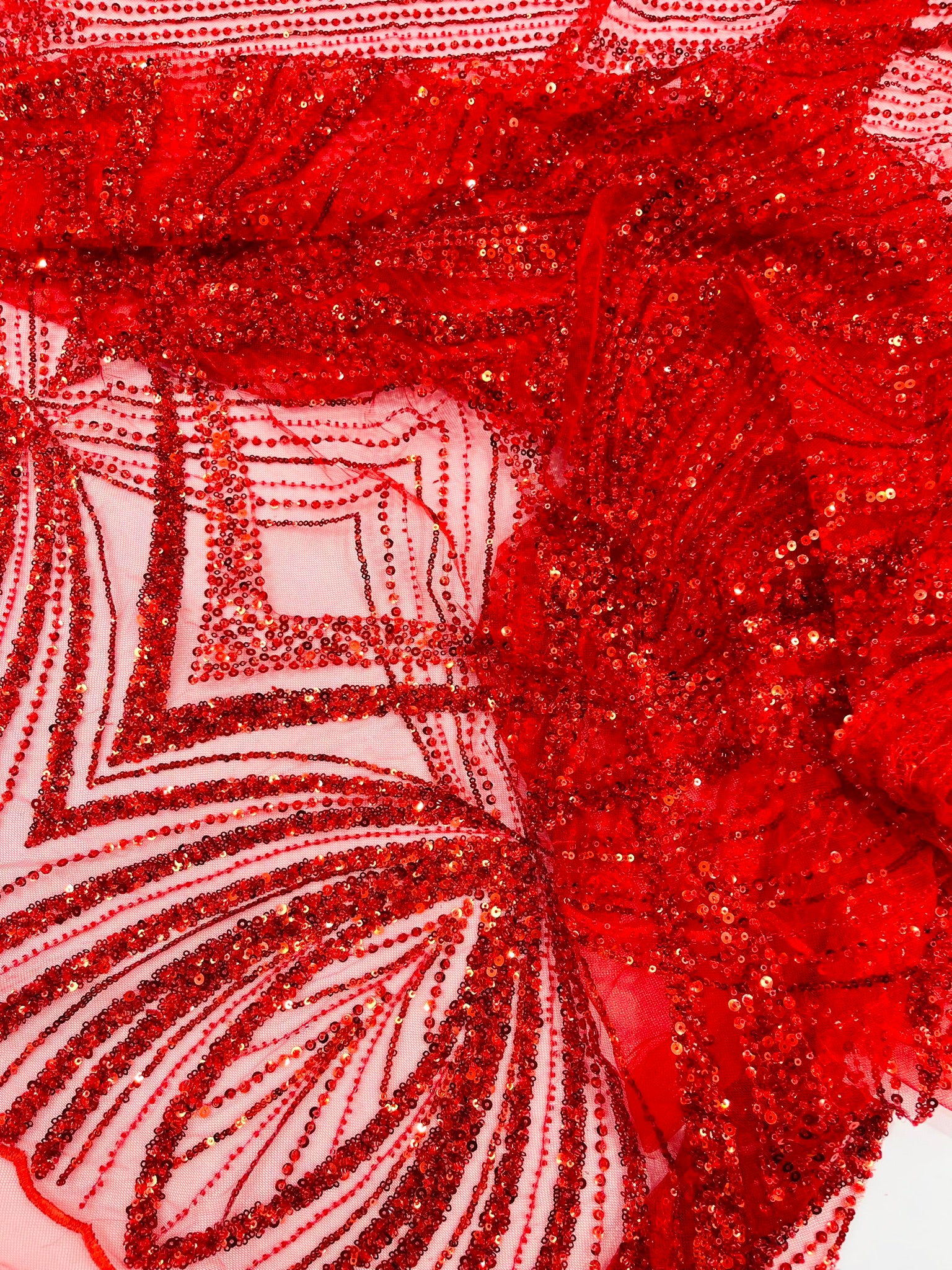 Geometric New York Fashion Beaded Lace, By The Yard.