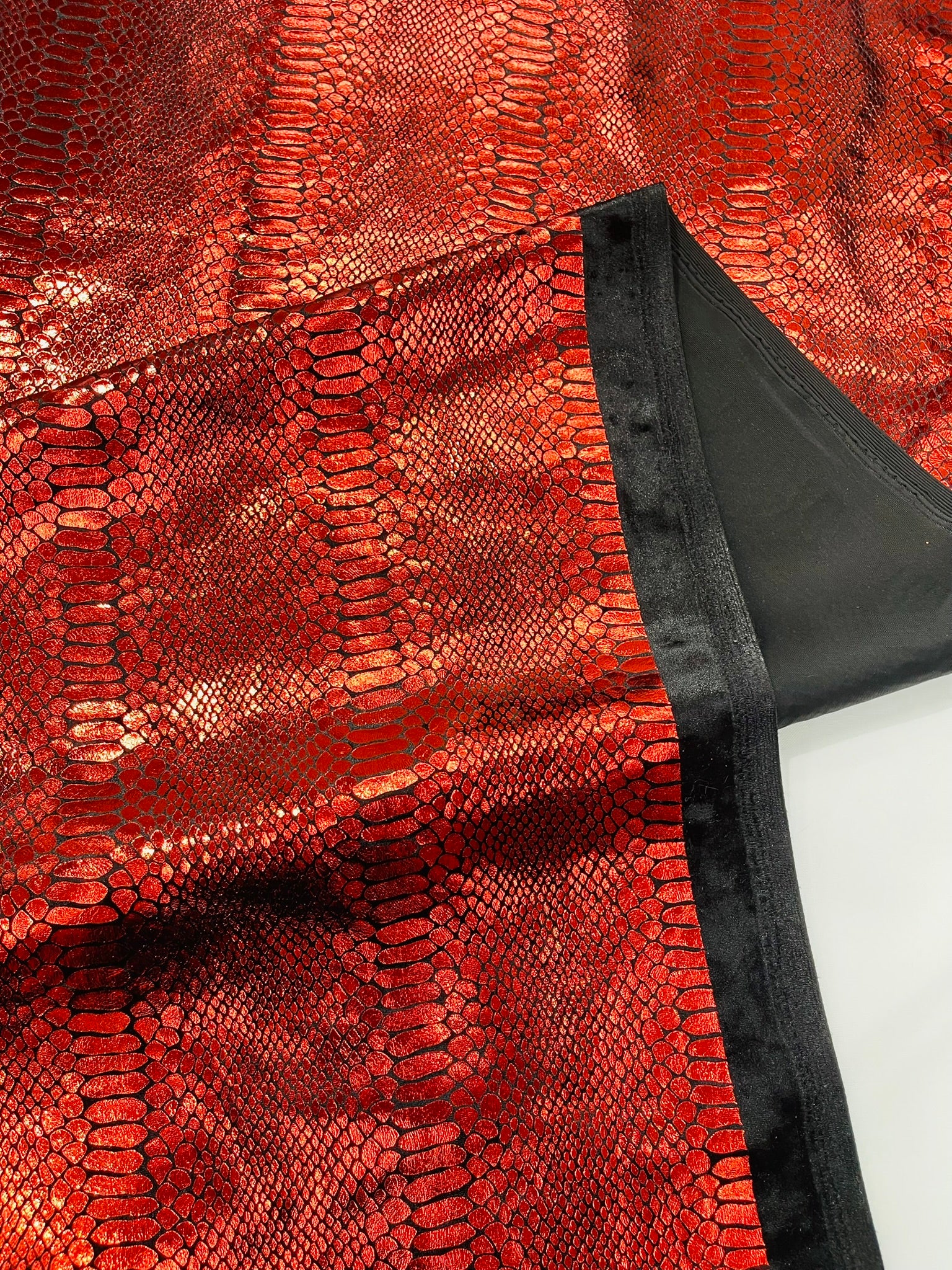 Illusion Foil Mamba Snake Design Stretch Velvet Fabric 58" Wide| Costume.
