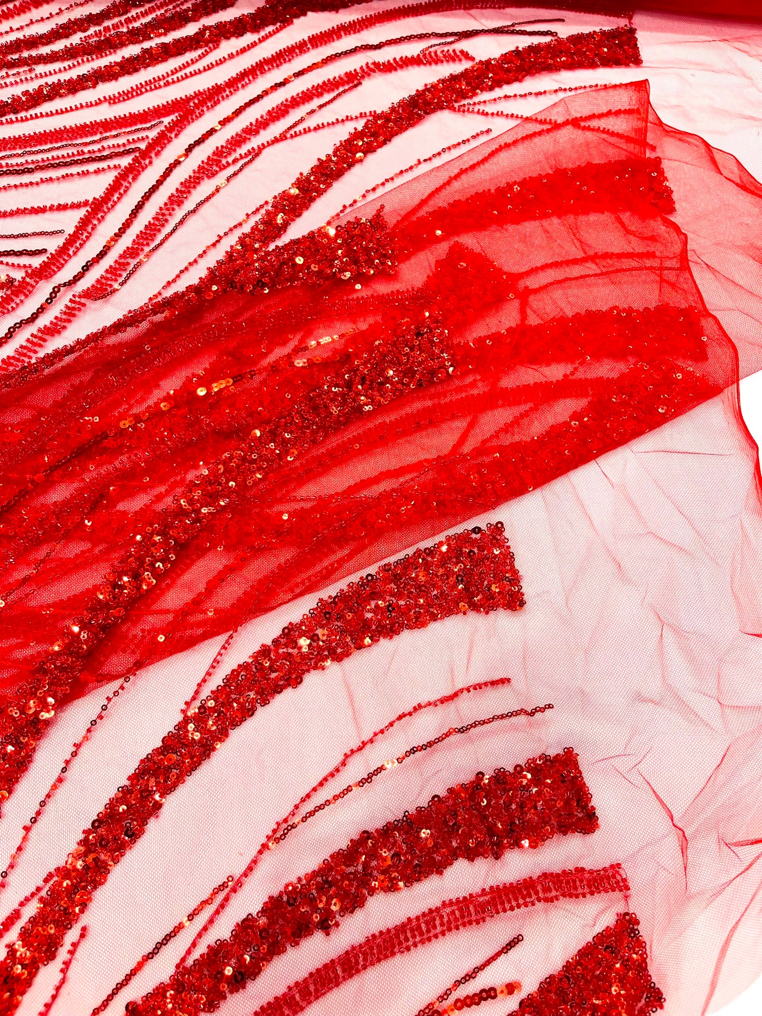 Luxury Feather Damask Beaded Lace Fabric| Prom| Wedding| By The Yard.
