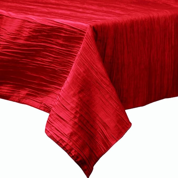 Square Light Weight Accordion Design Crushed Taffeta Seamless Table Overlay. (58" Inches x 58" Inches)