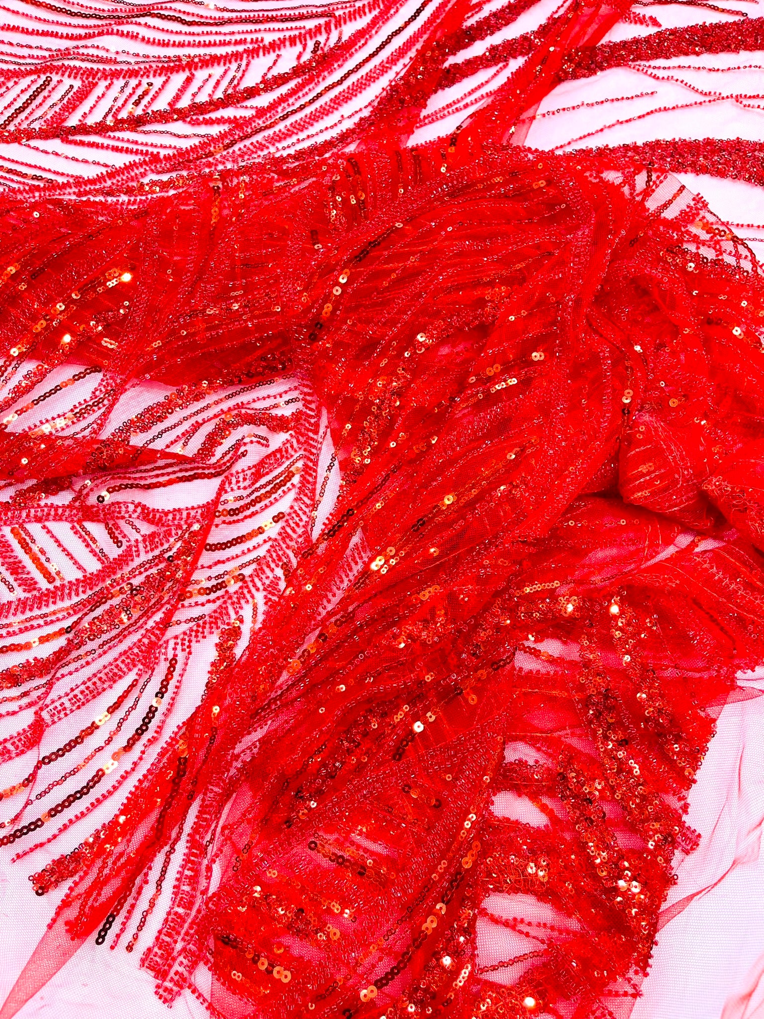 Luxury Feather Damask Beaded Lace Fabric| Prom| Wedding| By The Yard.
