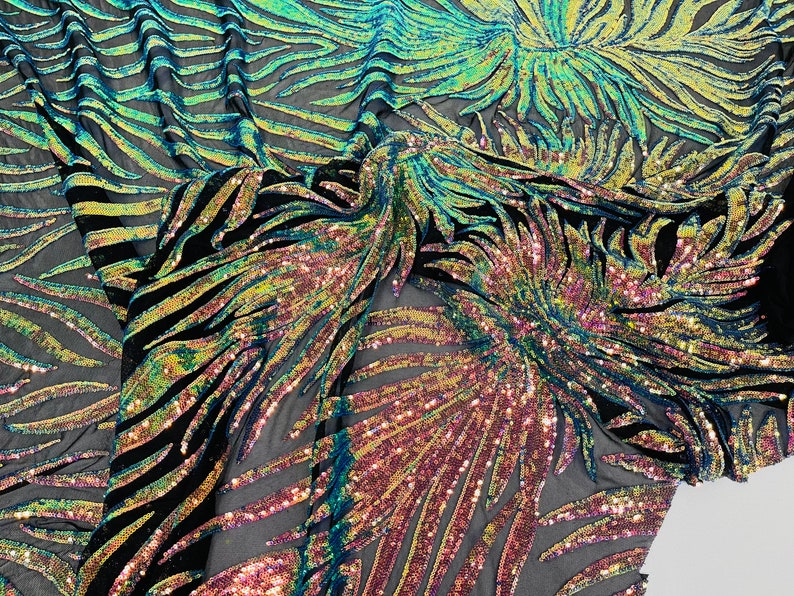 STRETCH WINGS PHOENIX FRINGE SEQUINS (by the yard)